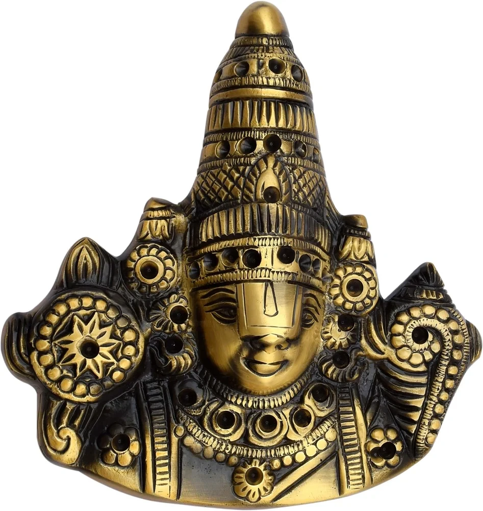 Tirupati Balaji Metal Wall Hanging Antique Finish with Stone Work