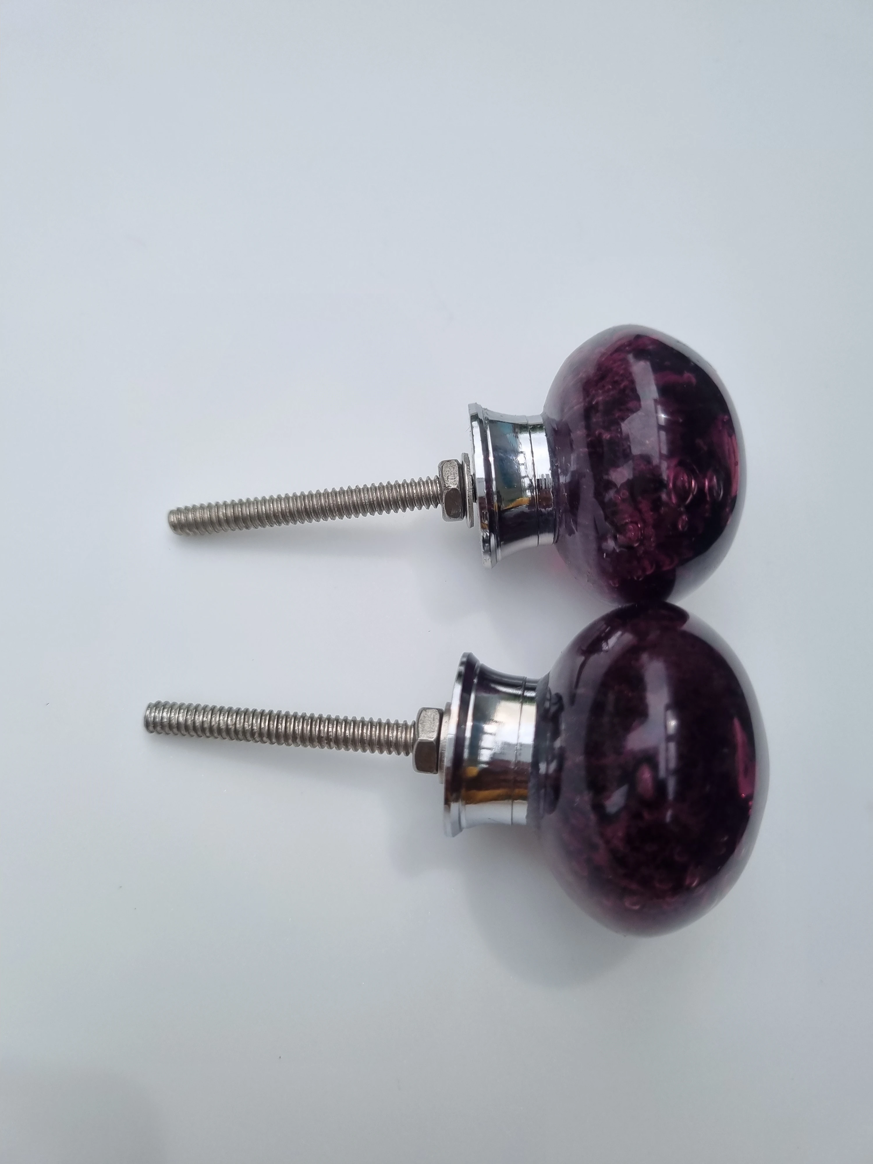 Radiant Amethyst Bubble Glass Cabinet Knobs set of2