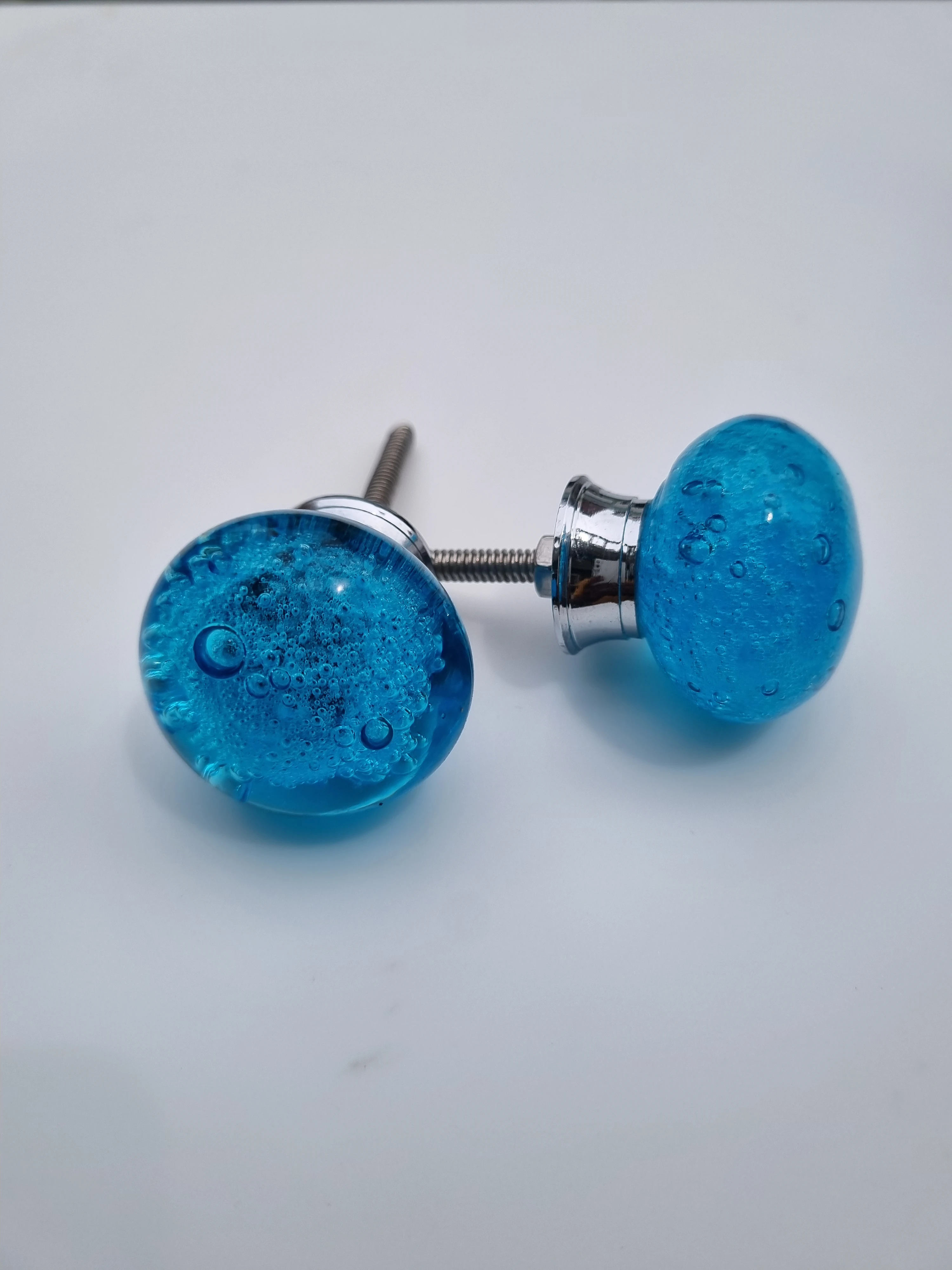 Azure Bubble Glass Cabinet Knobs – Set of 2