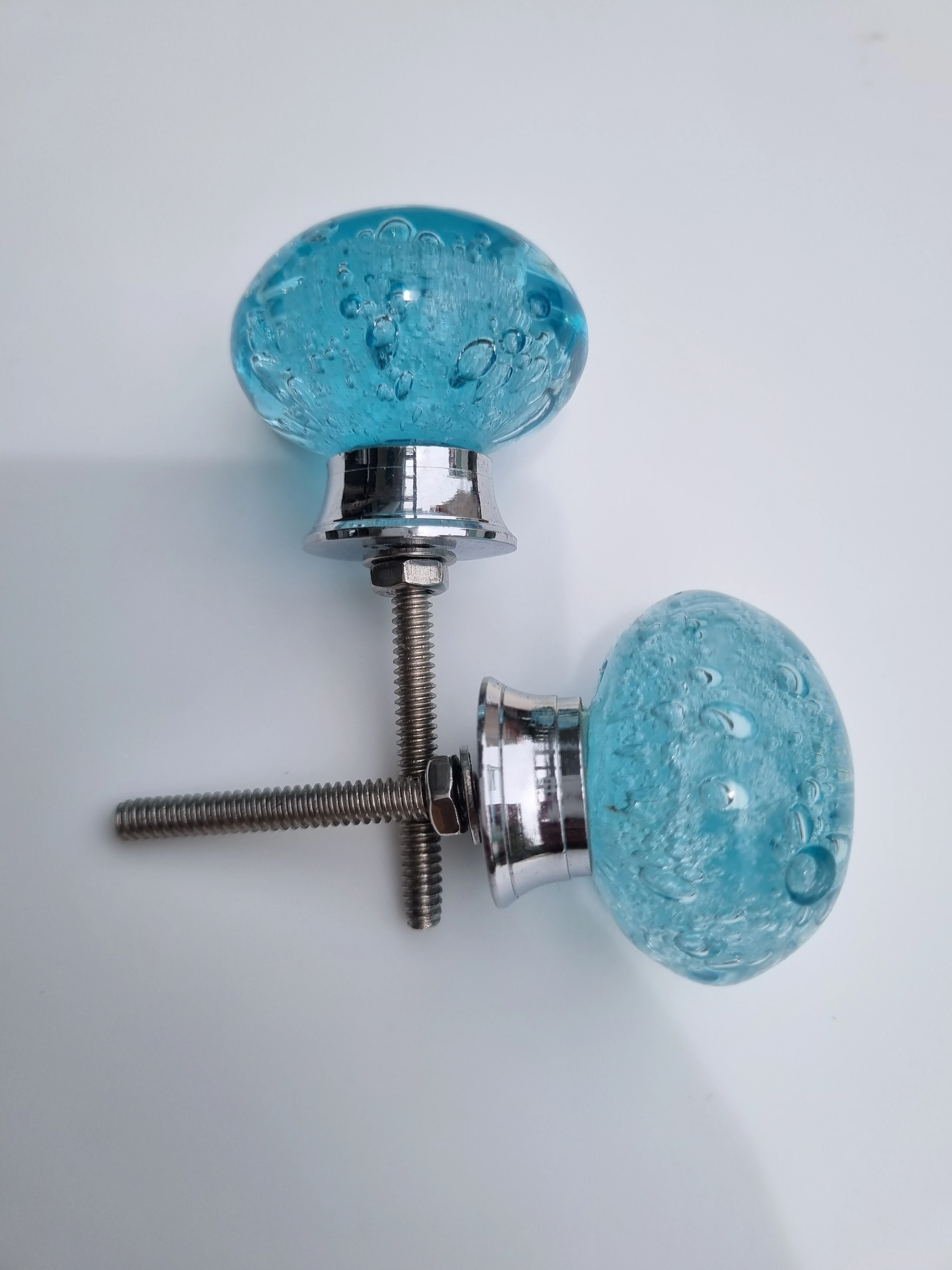 Ocean Mist Bubble Glass Knobs – Set of 2