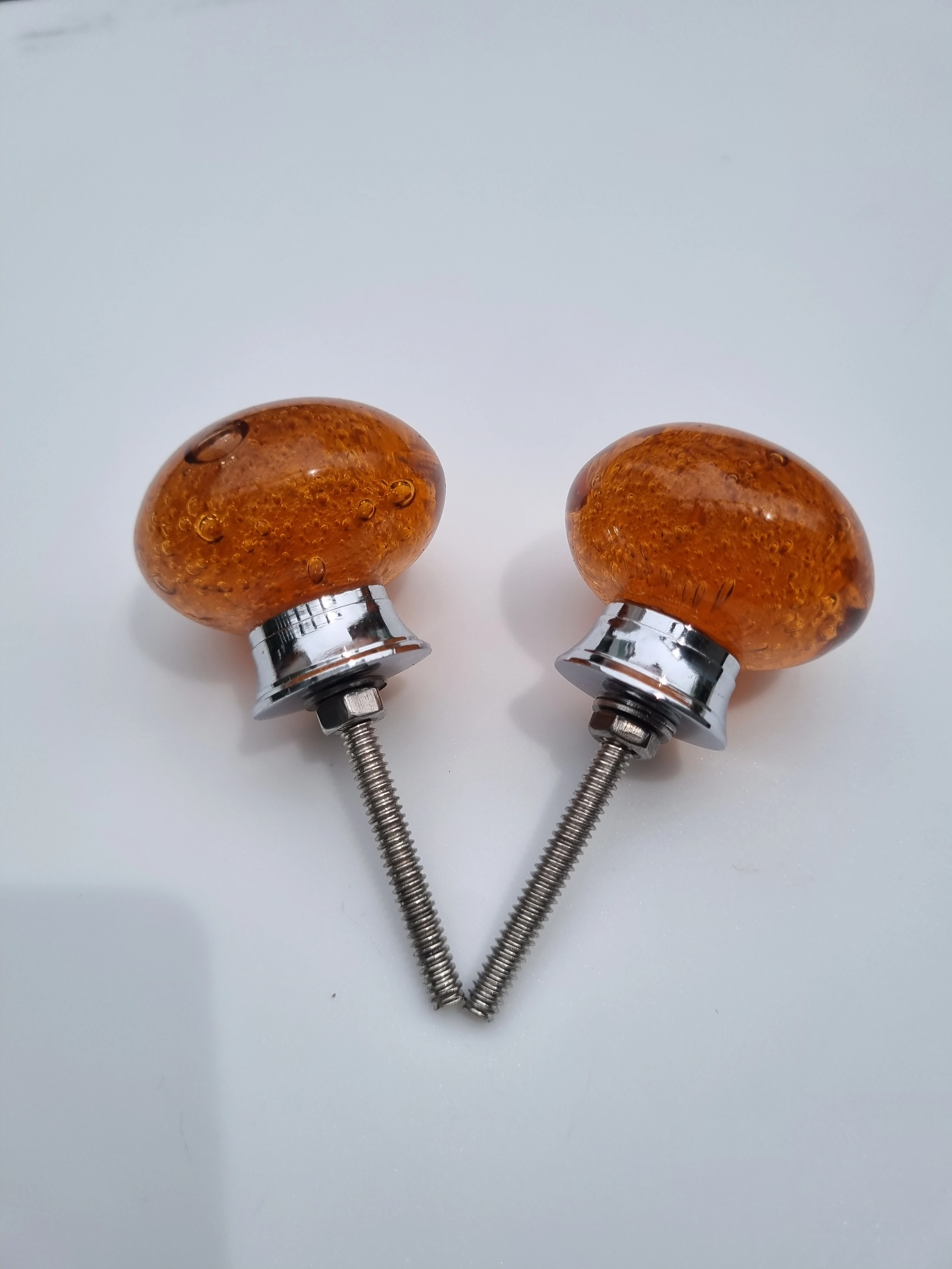 Amber Glow Bubble Glass Cabinet Knobs – Set of 2