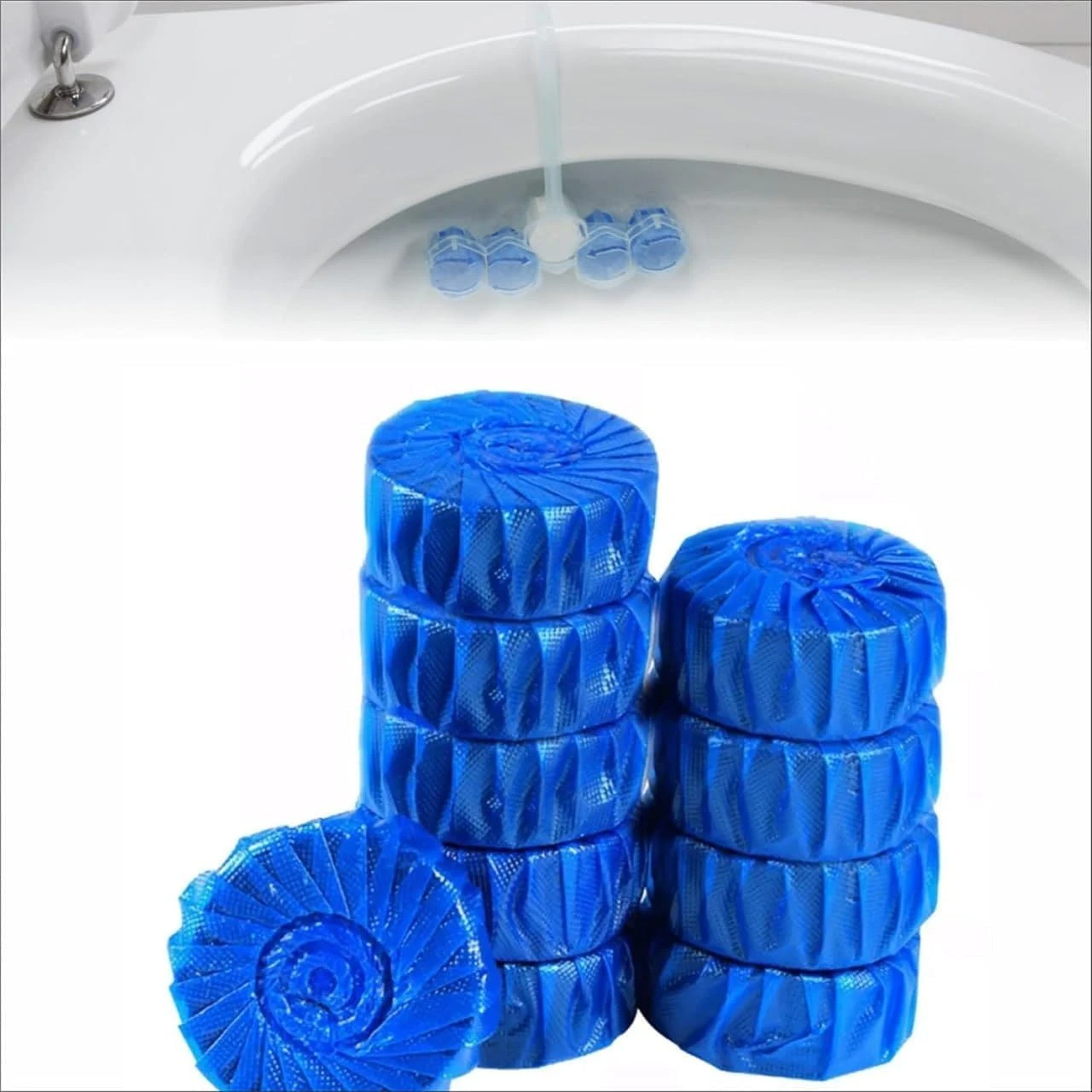 BlueFresh Automatic Toilet Bowl Cleaner Tablets, Blue, Long-Lasting, Individually Wrapped (PACK OF 10)