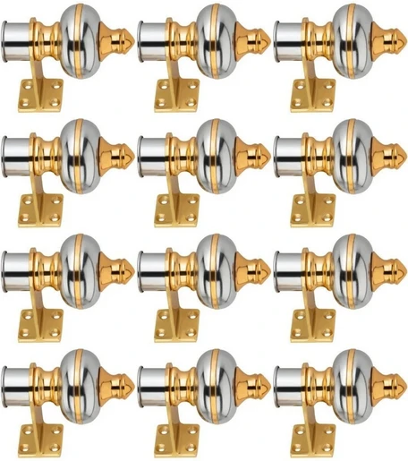Ghazian Silver Gold Curtain Knobs, Rod Rail Bracket Metal