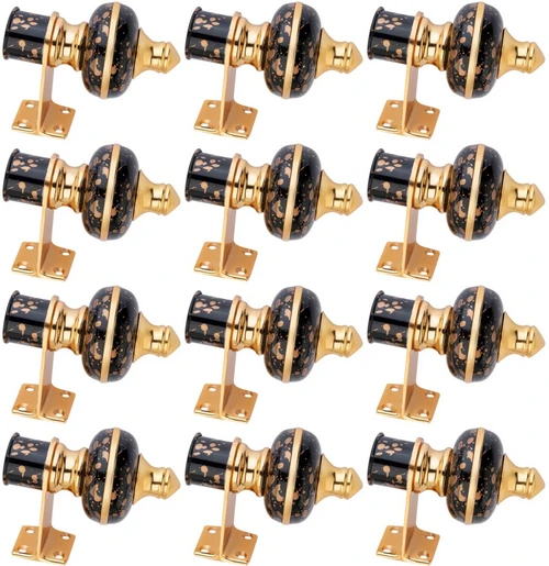 Ghazian Black Gold Curtain Knobs, Rod Rail Bracket Metal