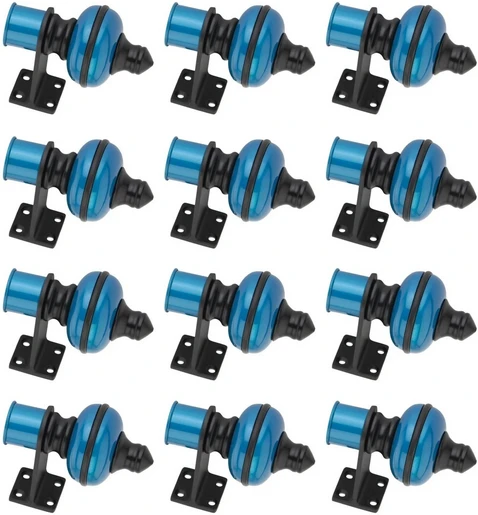 Ghazian Blue Black Curtain Knobs, Rod Rail Bracket Metal