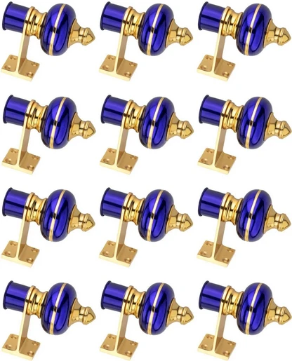 Ghazian Gold Blue Curtain Knobs, Rod Rail Bracket Metal