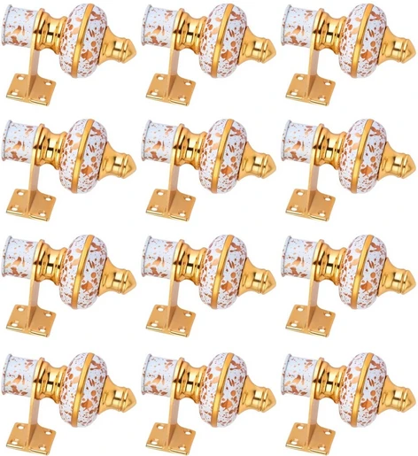 Ghazian Multicolor Curtain Knobs, Rod Rail Bracket Metal Pack of 12