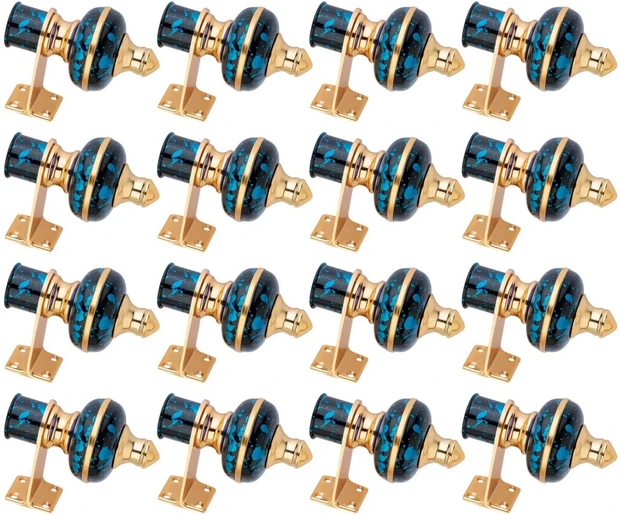 Ghazian Blue Black GoldCurtain Knobs, Rod Rail Bracket Metal Pack of 16