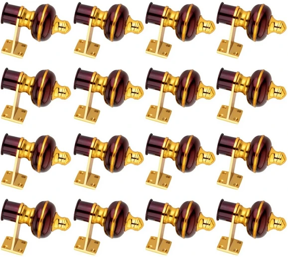 Ghazian Maroon GoldCurtain Knobs, Rod Rail Bracket Metal Pack of 16