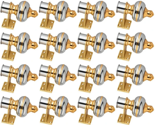 Ghazian silver Gold Curtain Knobs, Rod Rail Bracket Metal Pack of 16