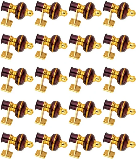 Ghazian Maroon Gold Curtain Knobs, Rod Rail Bracket Metal Pack of 20