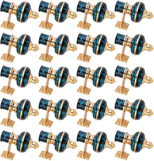 Ghazian Blue Black Gold Curtain Knobs, Rod Rail Bracket Metal Pack of 20