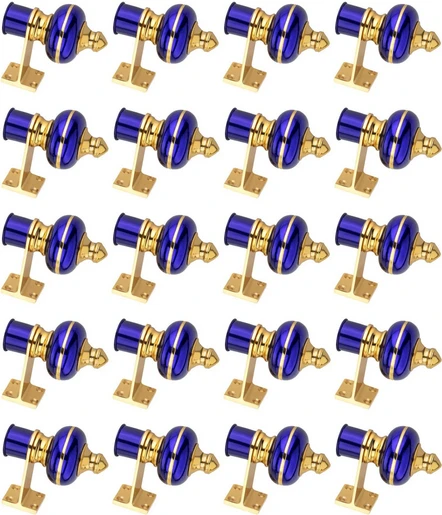 Ghazian Blue Gold Curtain Knobs, Rod Rail Bracket Metal Pack of 20