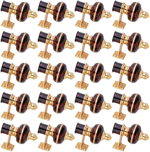 Ghazian Red Black Gold Curtain Knobs, Rod Rail Bracket Metal Pack of 20