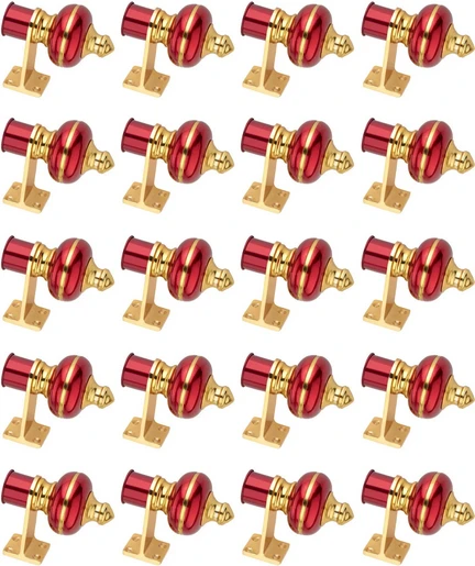 Ghazian Red Gold Curtain Knobs, Rod Rail Bracket Metal Pack of 20