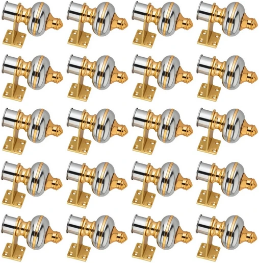 Ghazian Silver Gold Curtain Knobs, Rod Rail Bracket Metal Pack of 20