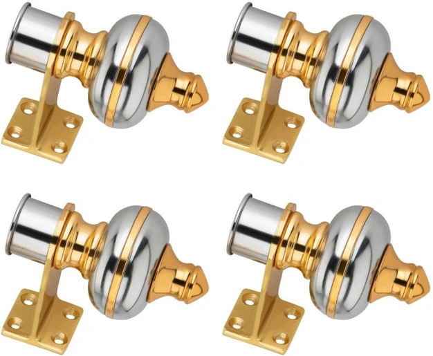 Ghazian Silver Gold Curtain Knobs, Rod Rail Bracket Metal Pack of 4