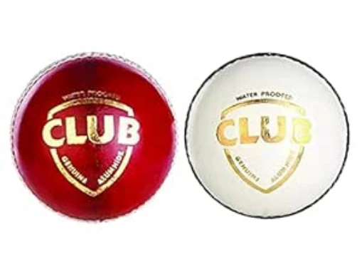 Club Leather Cricket Ball - Two Piece Club Size Match Cricket Practice Ball - Red/White