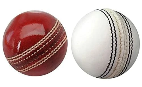 Leather Cricket Ball Pack of 2 Durable Cherry Red and White Balls for Cricket Practice Training and Matches