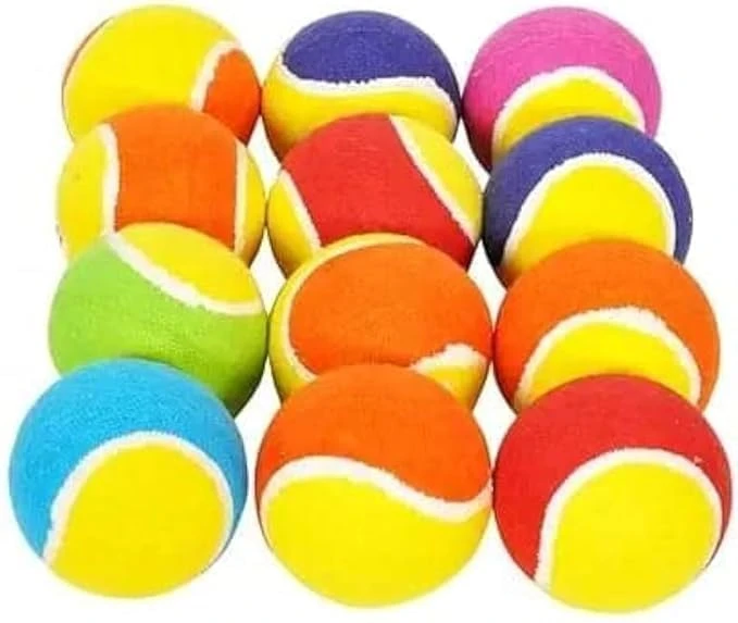 Cricket Tennis Ball Cotton Cricket Ball for Practice, Casual Play, Pet Toy, Street Playing Easy Play Cotton Cricket Play for Kids & Adults (Pack of 12 Multicolour