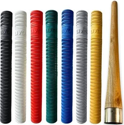 Ultra Tacky Rubber Cricket Bat Grip with Cone Bracelet Ring Texture Bat Gripper Cone Cricket Accessories for Boys, 7 Cricket Bat Grip & 1 Wooden Cone