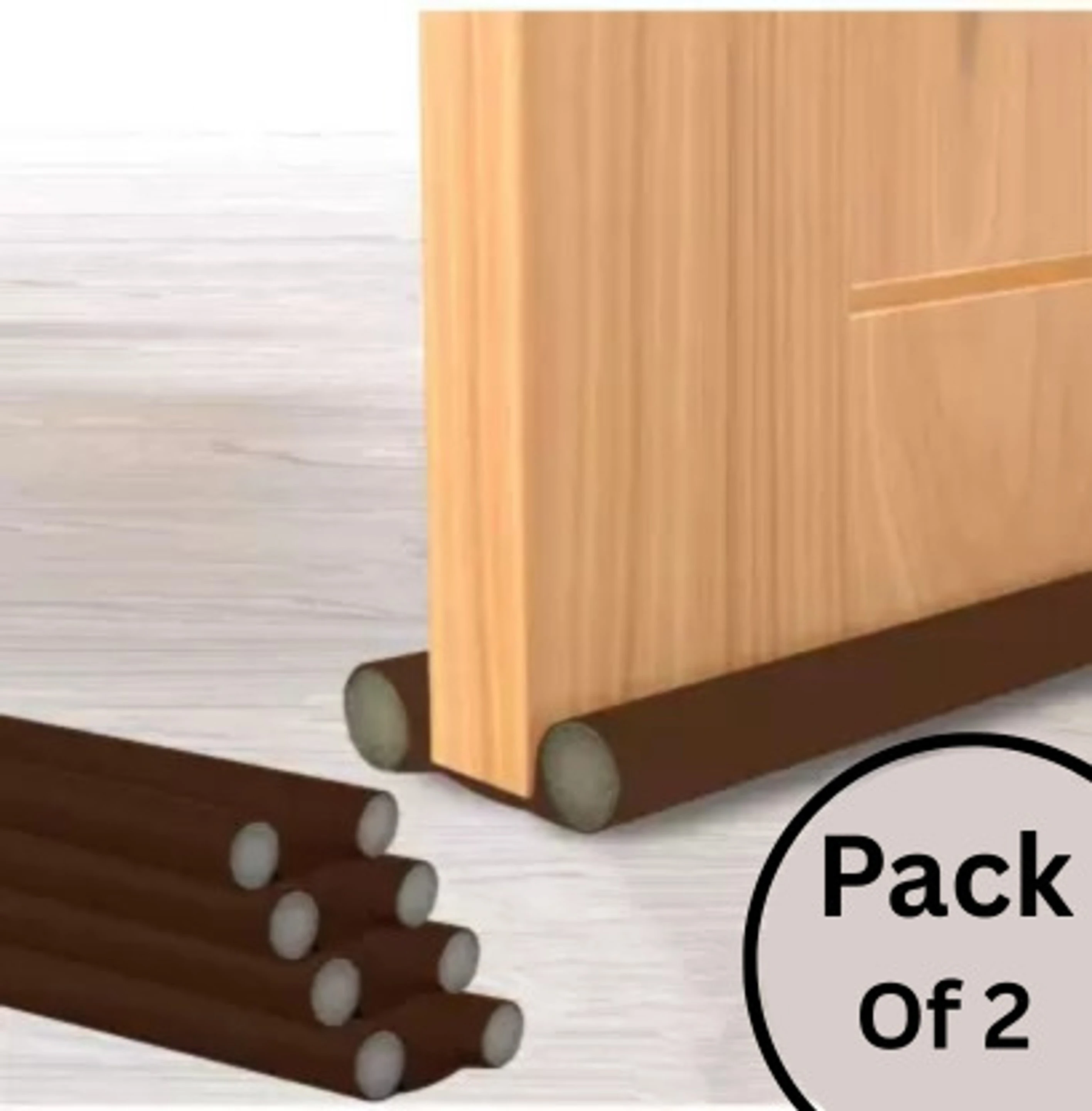 Door Stoppers | Seal | Closers |Bottom| (Pack of 2, 39 INCH) Strip Guard Floor Mounted Door Stopper (Brown)