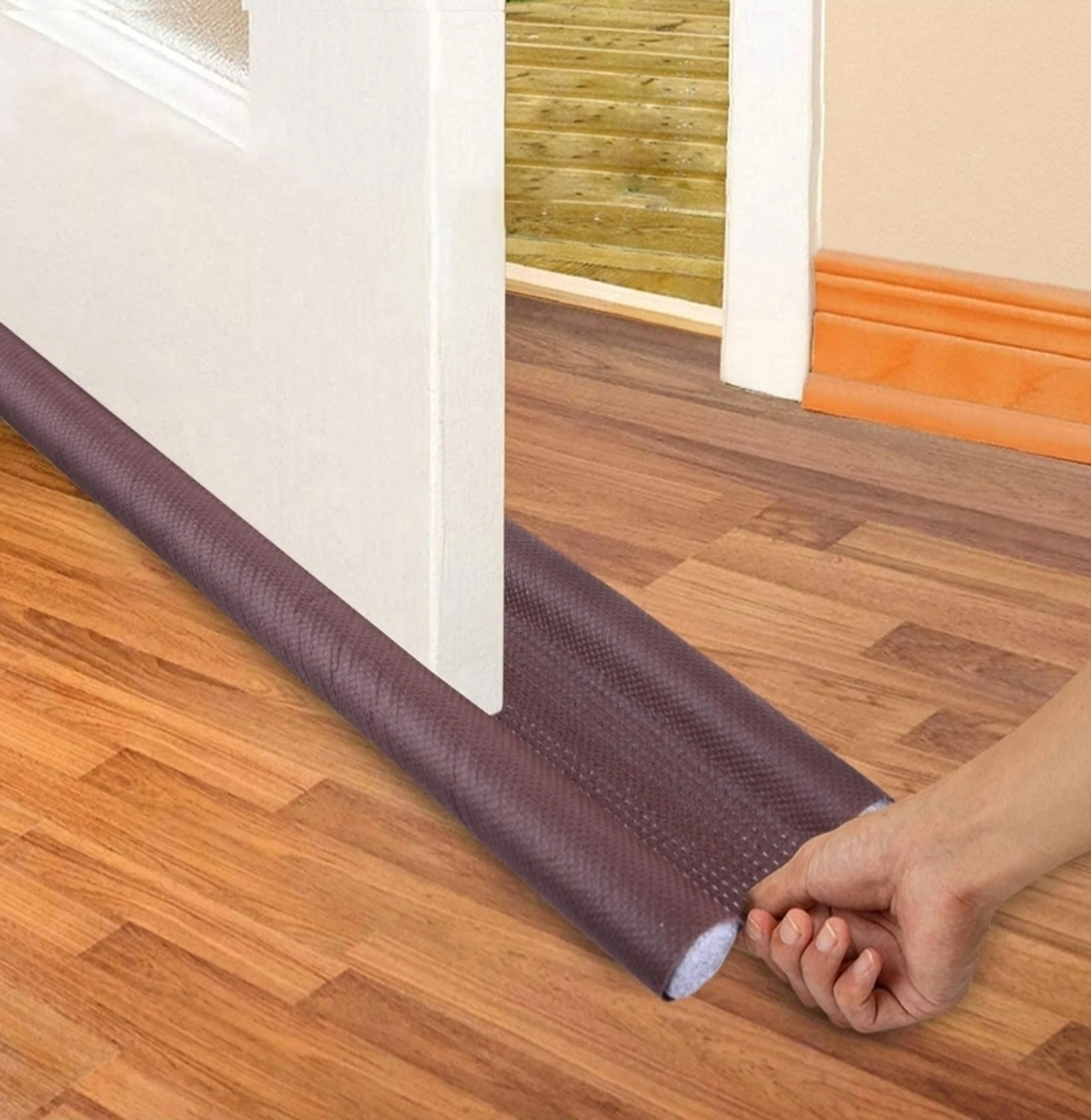 Door Guard (39 Inches, Pack of 4) Gap Filler - Sound-Proof, protect from insects Door Mounted Gap filler Door Mounted Door Stopper (Brown)