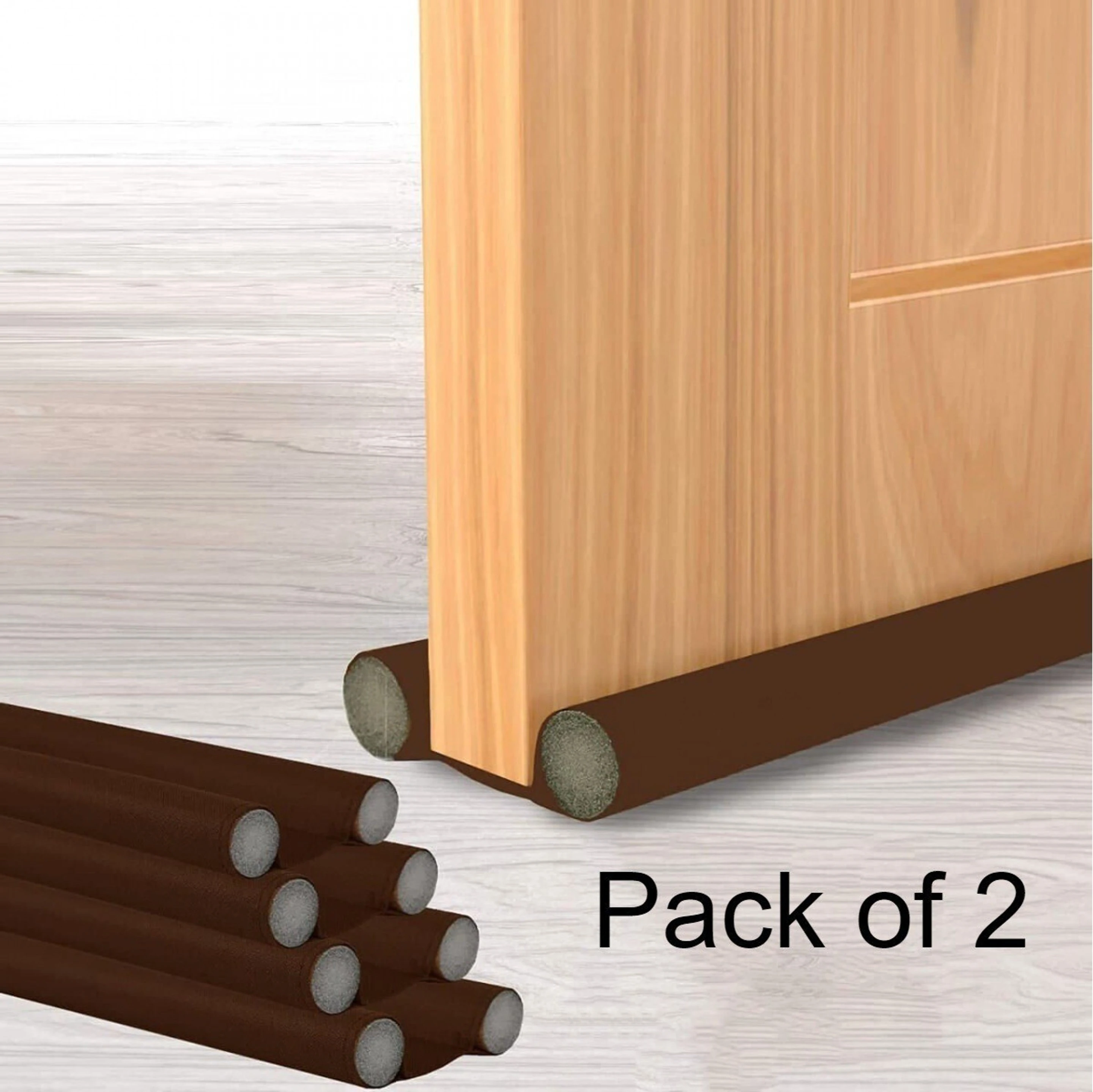 Door Guard 39"Inch pack of 2 Under Door Draft Guard Cover Stop Light Dust Cool Air Escape Protector Floor Mounted Door Stopper (Brown) Floor Mounted Door Stopper (Brown