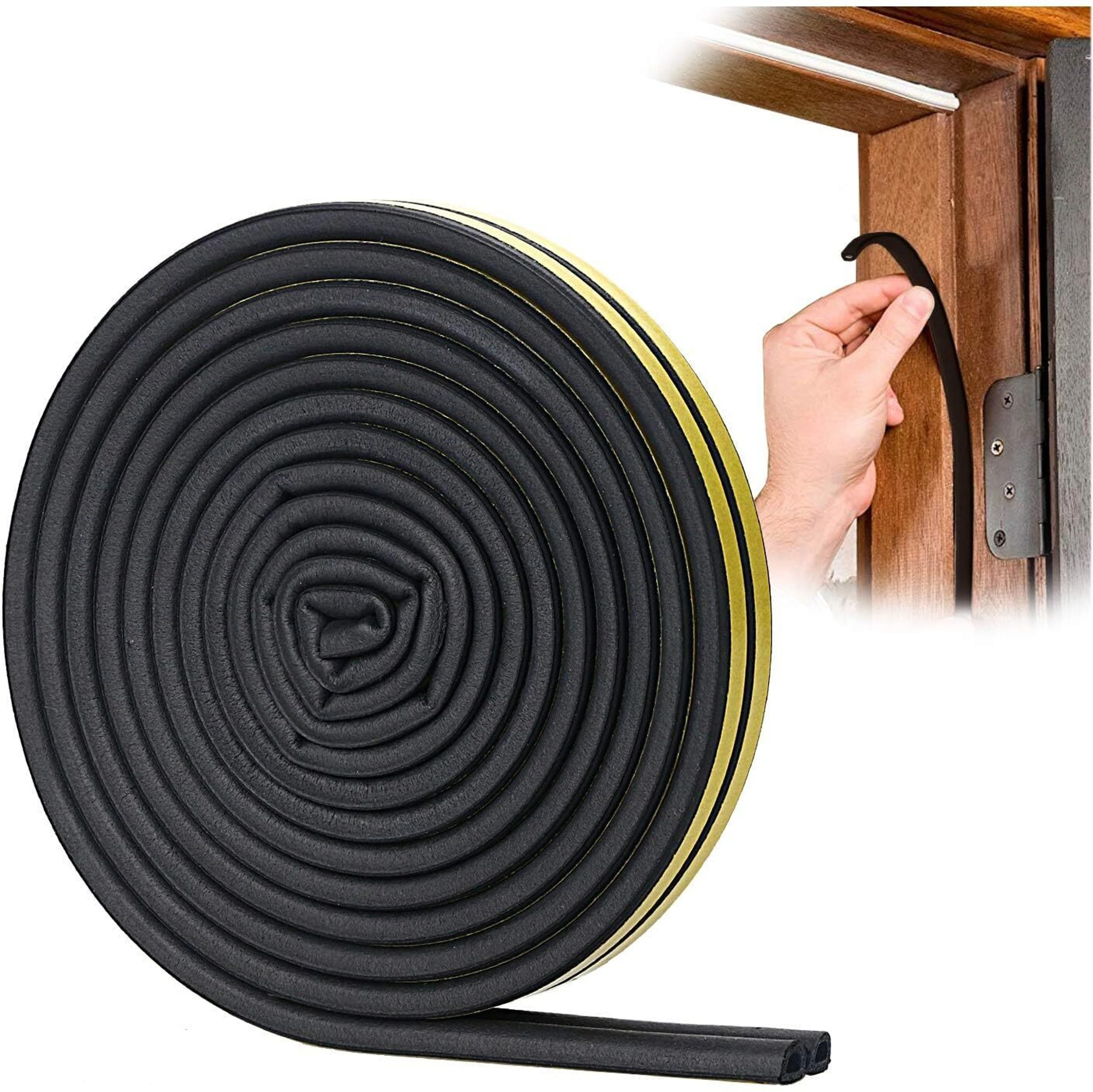 HK-73 Black Foam Door Seal Strip Floor Mounted Door Stopper (Black)