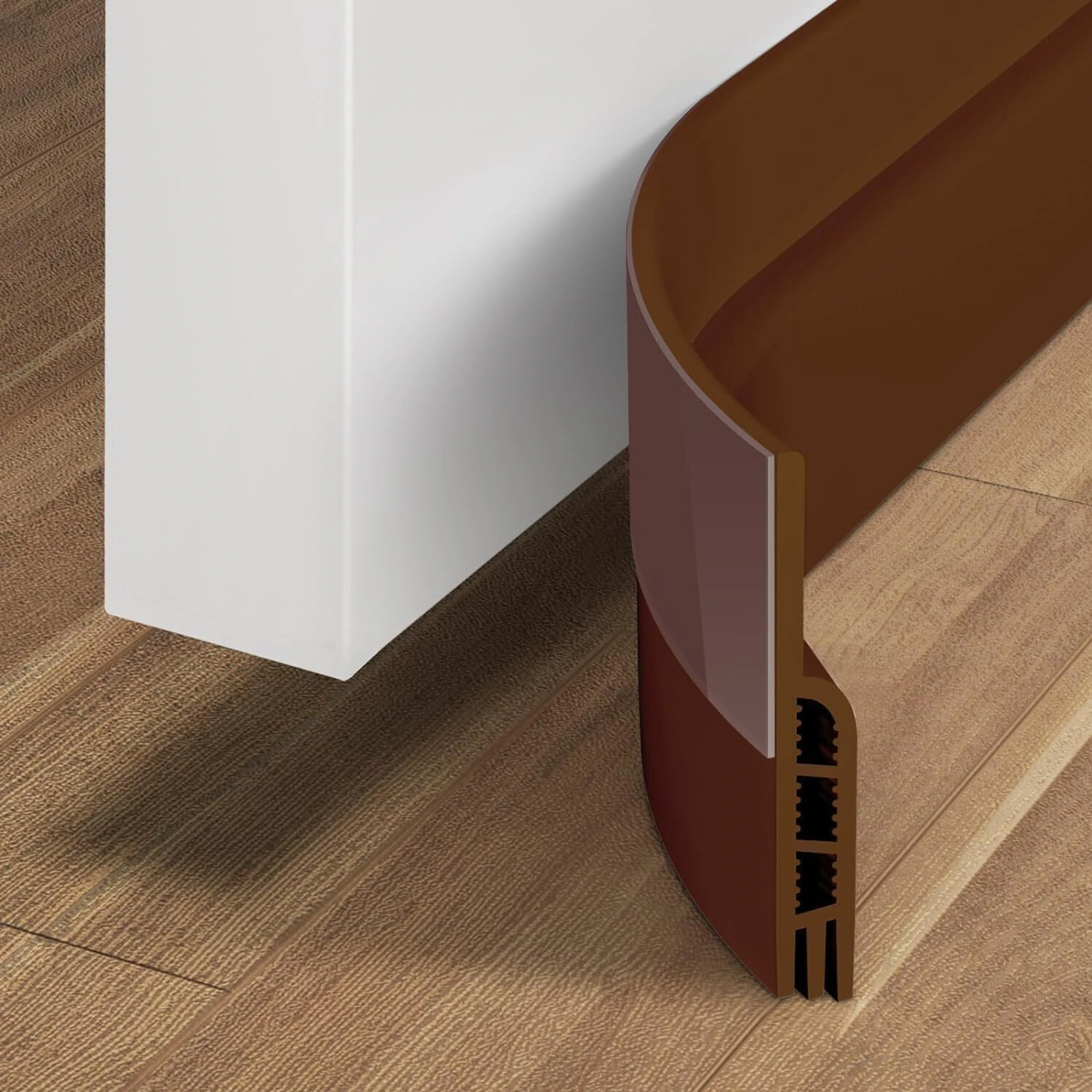 Door Draft Blocker Insulator Sweep Weather Stripping Noise Stopper Adhesive Stop Door Draft Stopper Insulator Door Mounted Door Stopper (Brown)