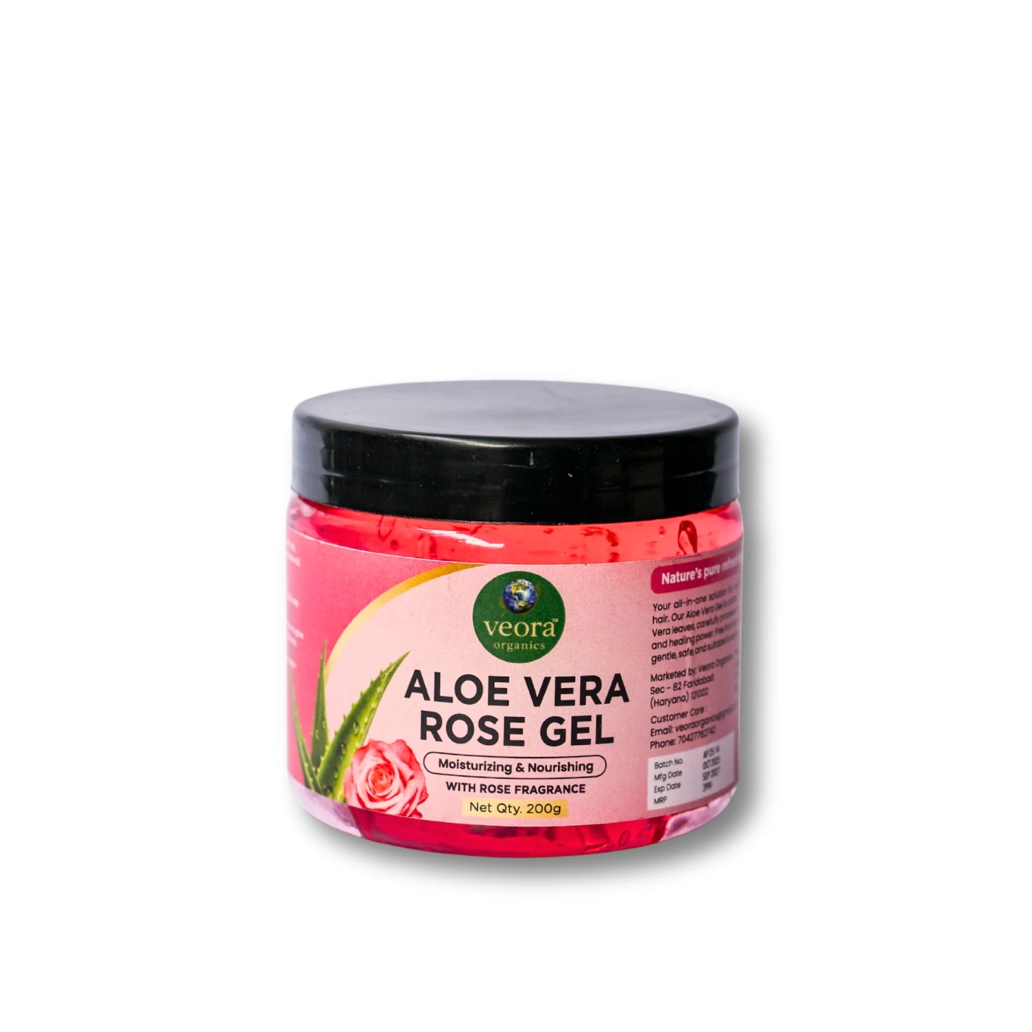 Veora Organics 77% Aloe Vera Rose Gel Pure And Natural 200 gms