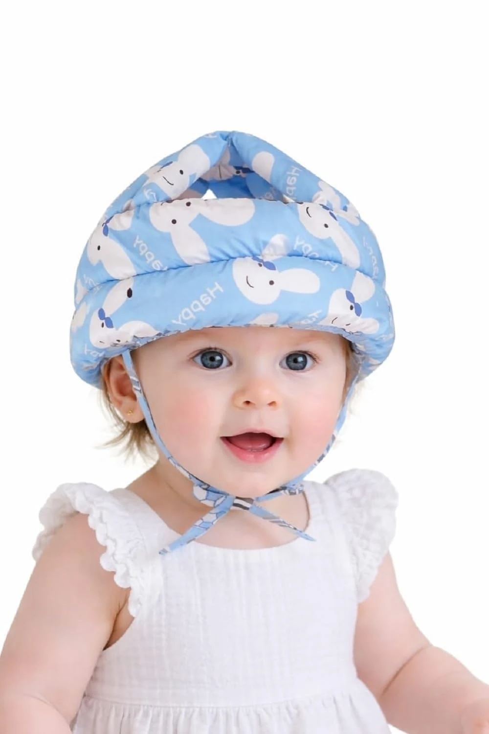 Baby Head Protector Helmet for Crawling Walking, Inflatable Safety Headguard with Soft Cushion, Bunny Pattern | (Blue) |