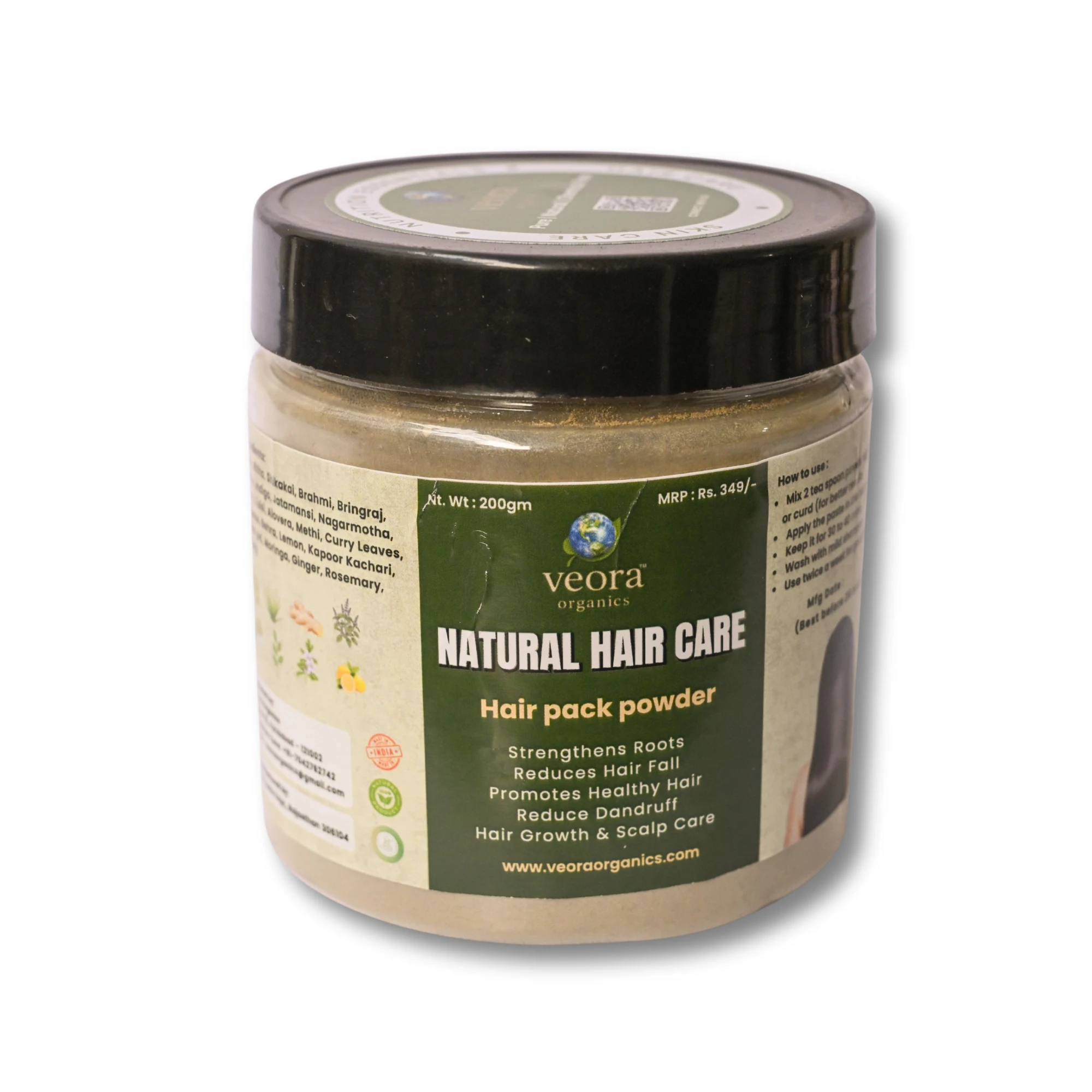 Veora Organics 24 Herbs Hair Pack Powder – For Strong, Shiny & Healthy Hair 200 gms