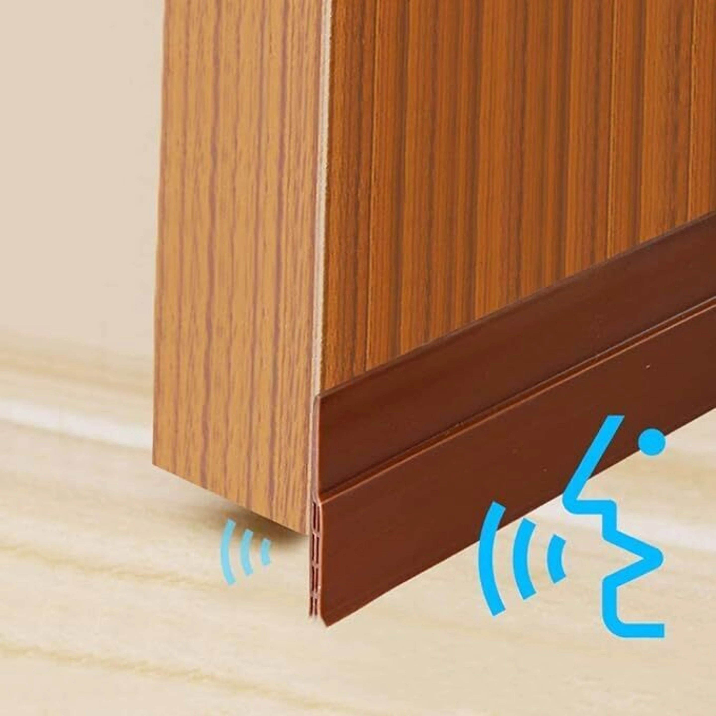 Door Bottom Sealing Strip for Home Protector Floor Mounted Door Stopper (Brown)