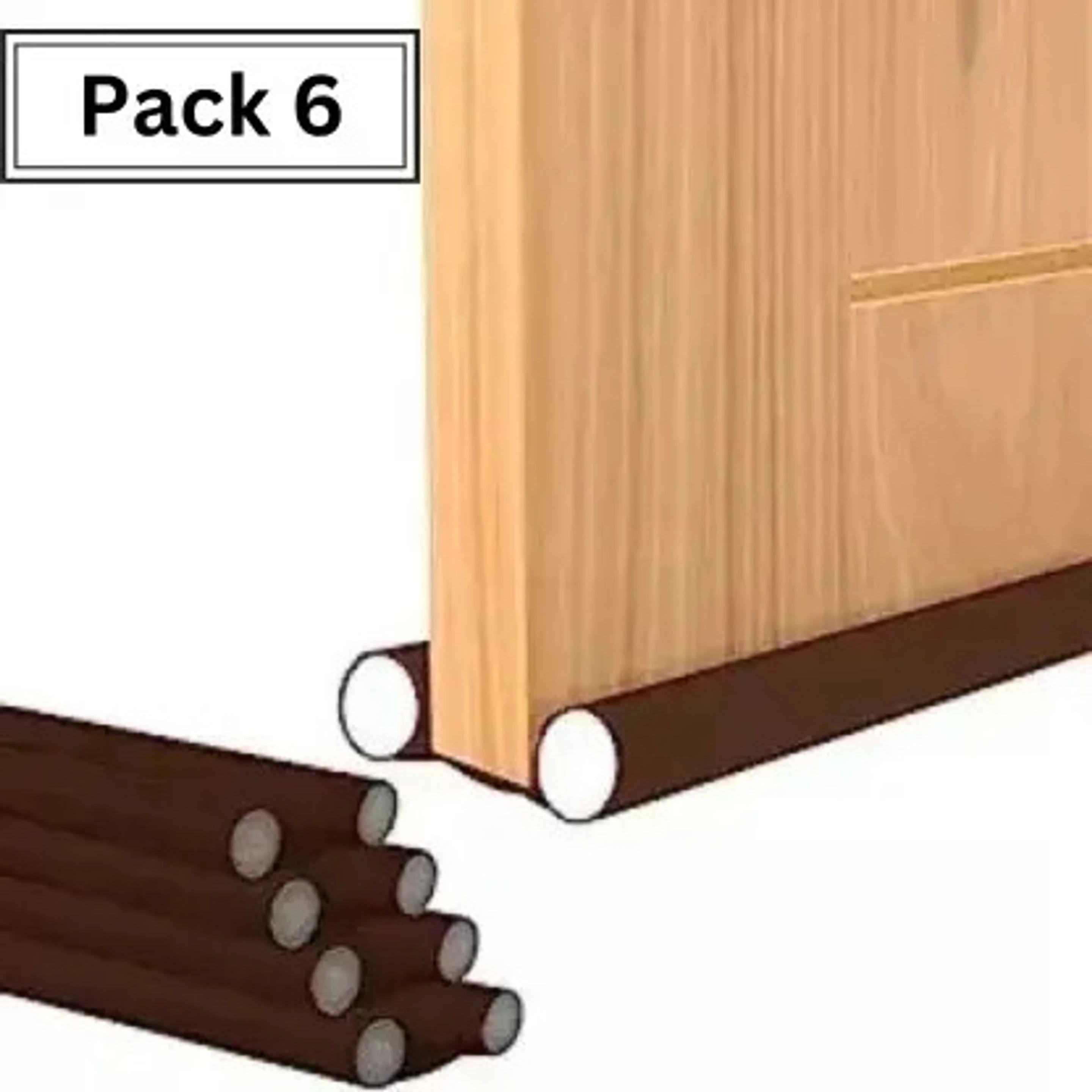 Double Sided Under Door Protector/Seal Cover Twin Draft Blocker Guard with Dust (Pack of 6 ,39 inch) Cooling Air, Control Double Sided Under Door Protector Door Mounted Door Stopper (Brown)