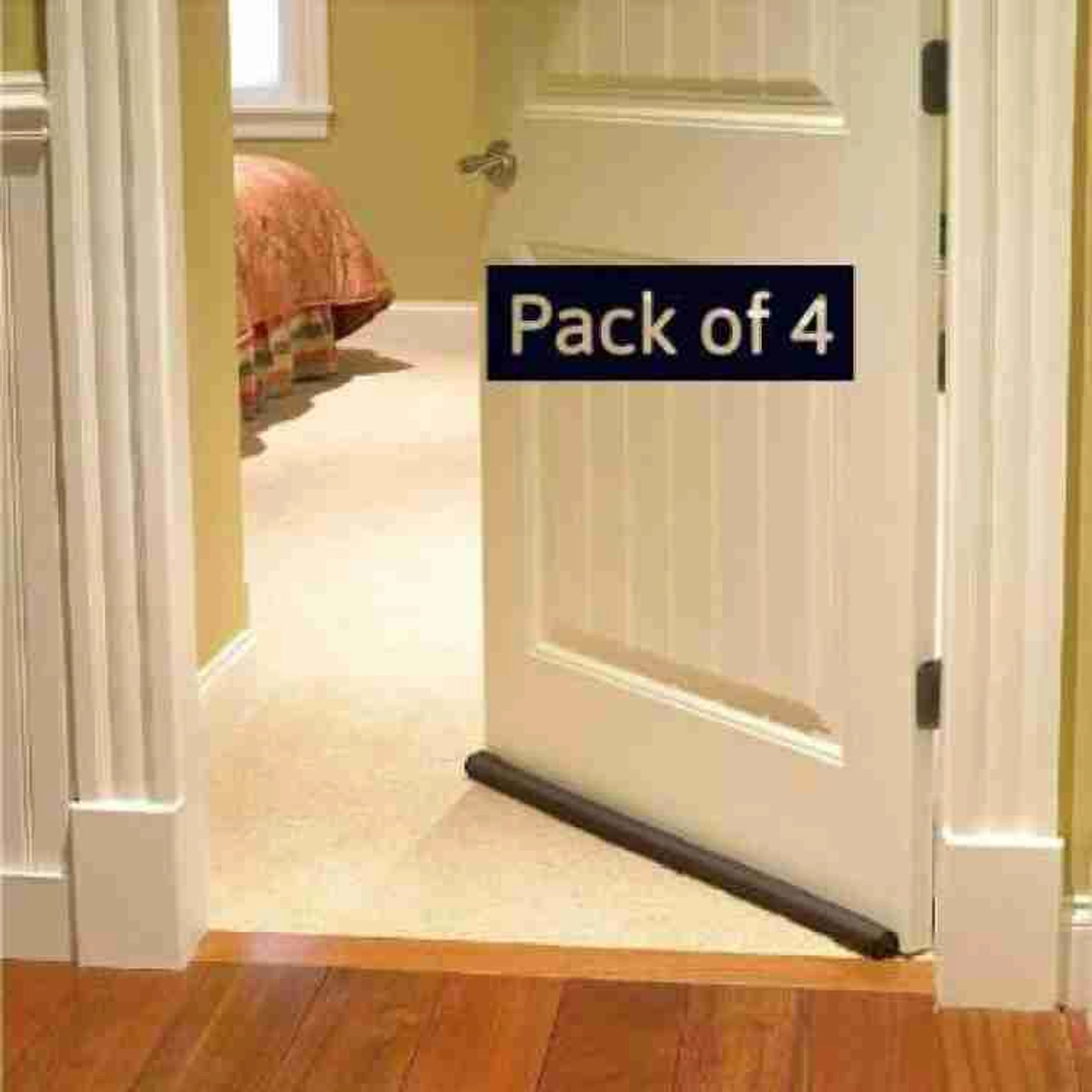pack of 4 Door Draft Fabric Cover Guard Door Mounted Door Stopper (Brown)