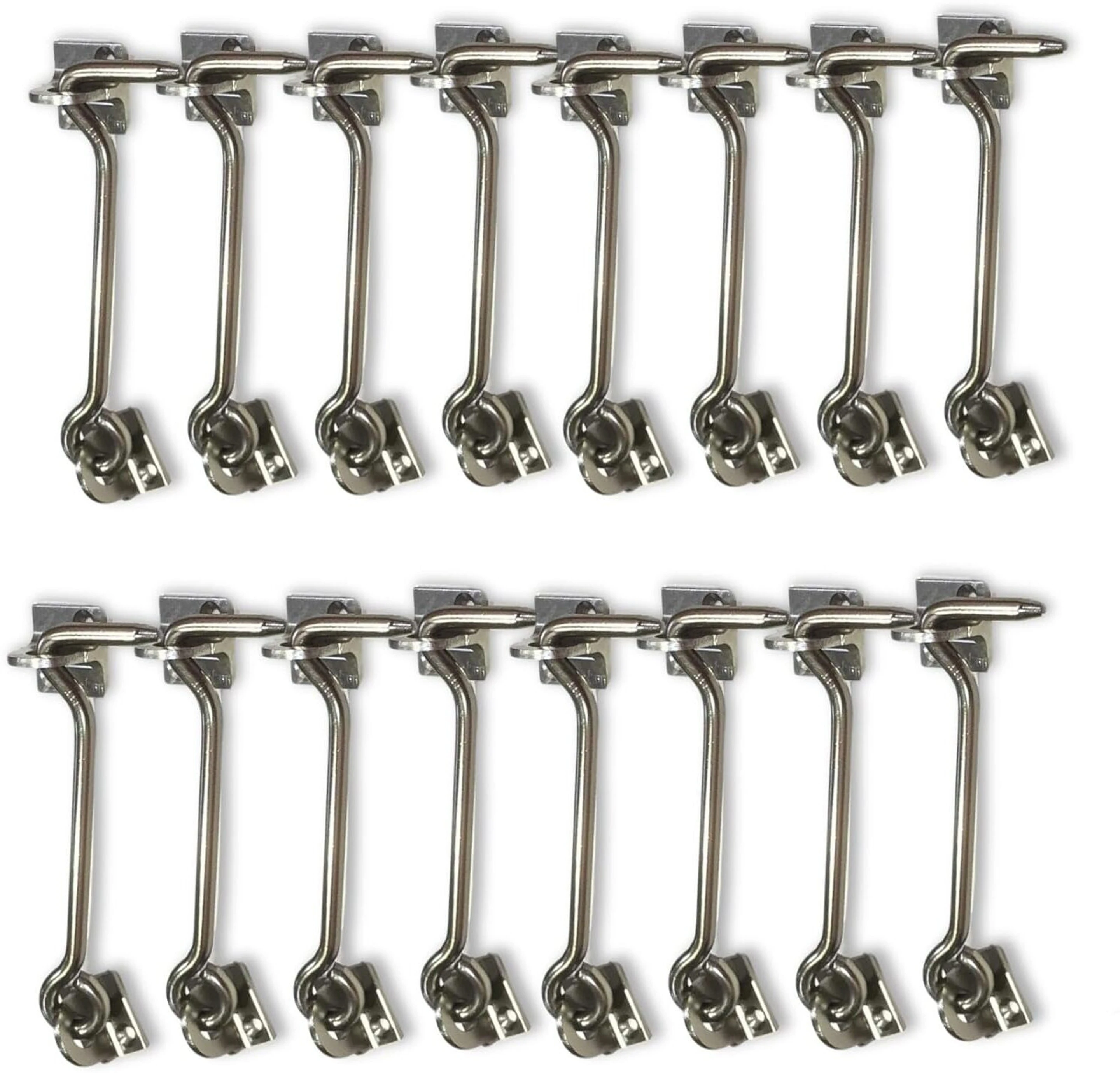 6 Inch Stainless Steel Gate Door Hook/Window Latch for Homes,Offices,Hotels,16Pe Door Hook Malls - Matt Finish Protection Window Stopper, Gate Lock (16 Piece) Door Mounted Door Stopper (Silver)