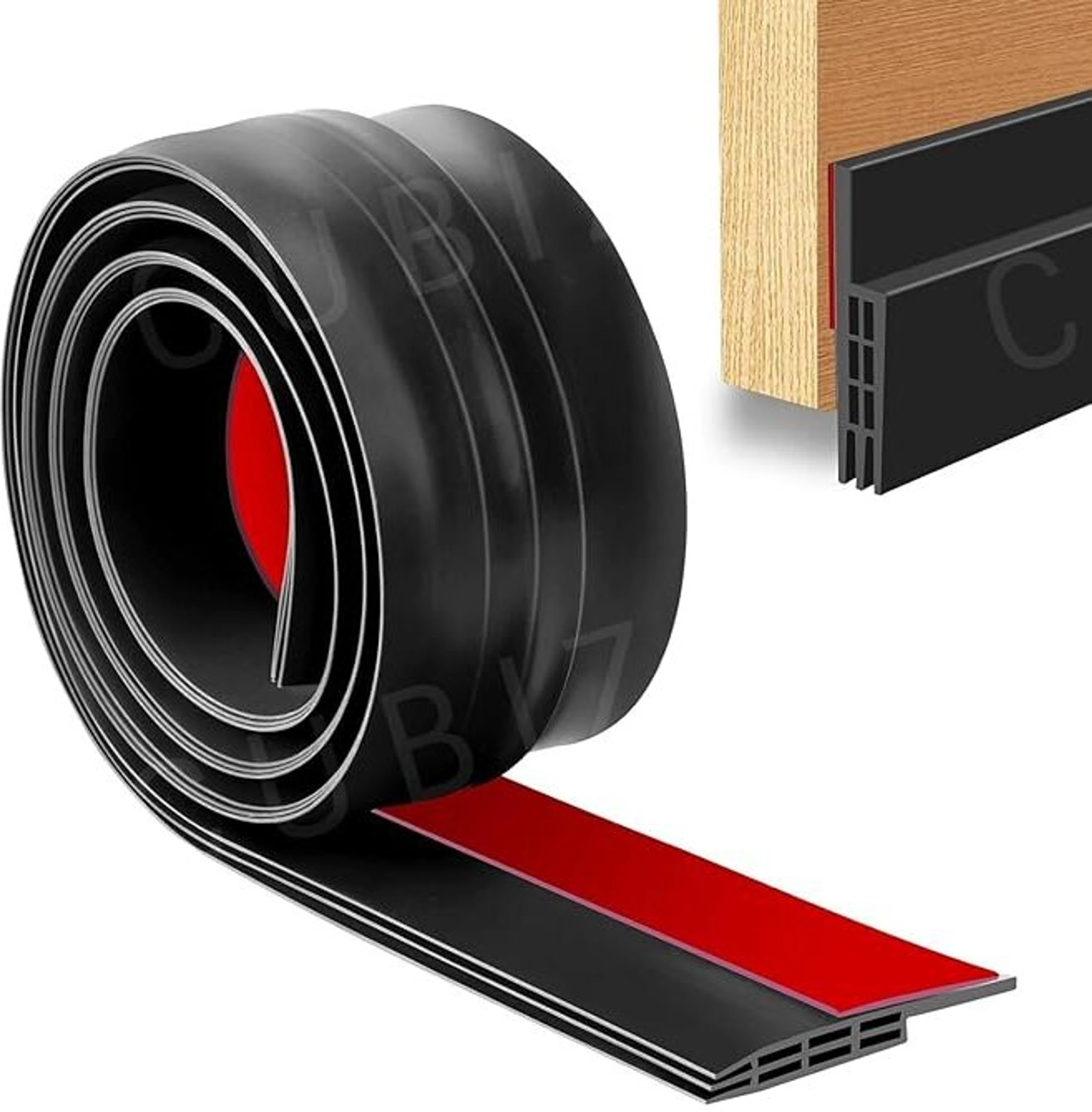 Silicone Door Bottom Seal Strip 1m Self Adhesive Gap Filler for Dust, Noise, Door Mounted Door Stopper (Black)