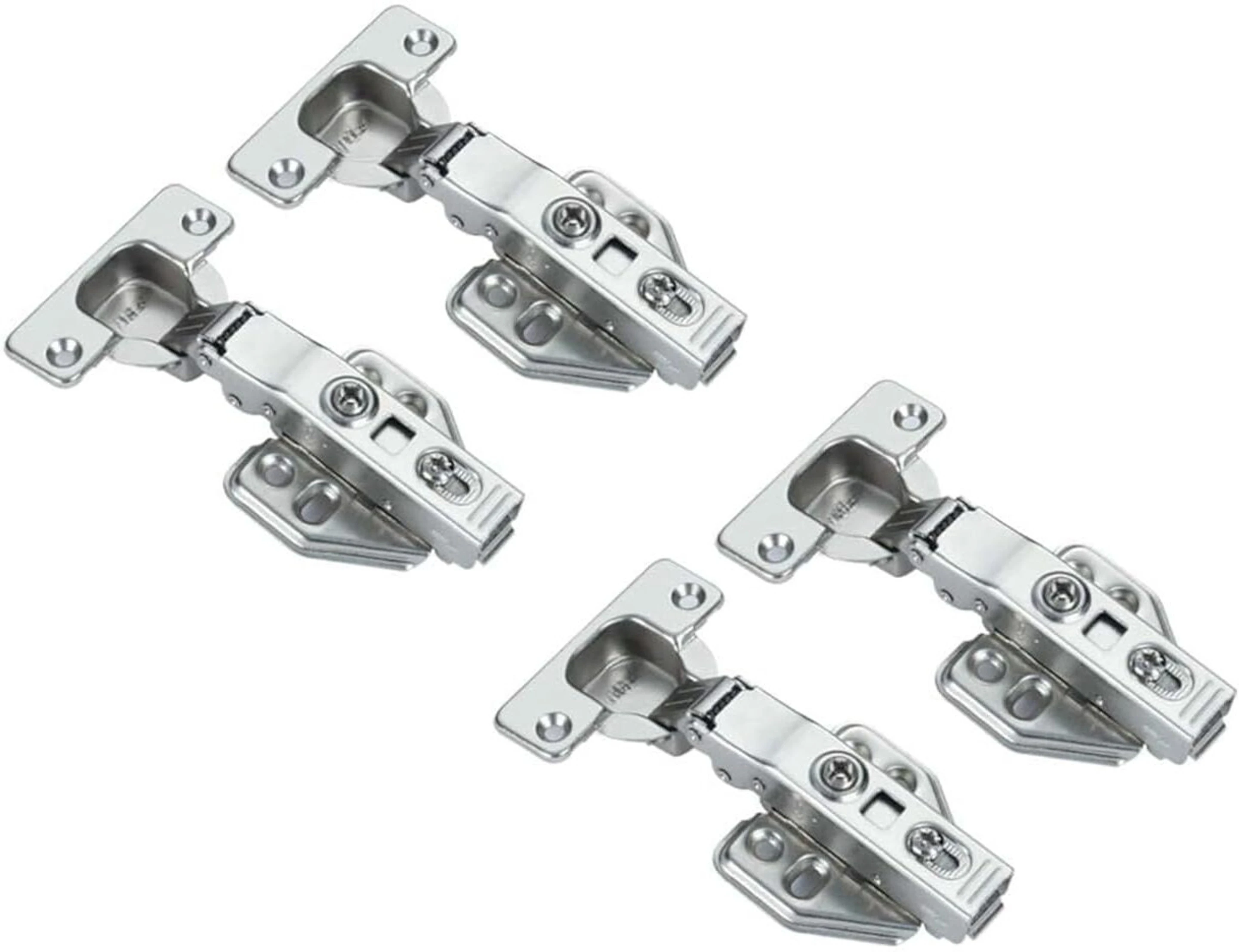 Hydraulic Hinge Full Overlay '0' Crank Auto Hinges for Cabinets/Cupboards Self Closing Hinge (Silver Pack of 4)