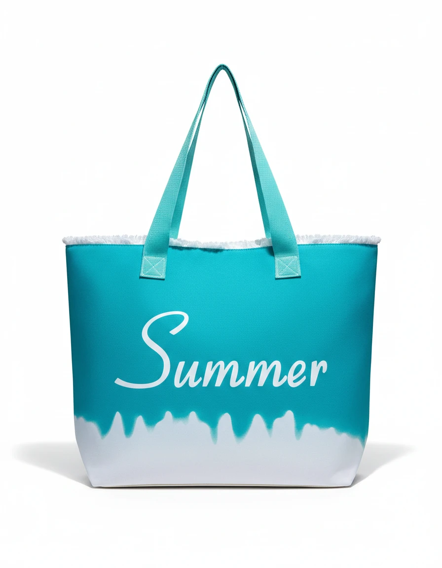 Aditya Creations Summer Tote Bag, Beach Bag with Summer Text, Canvas Shoulder Bag, Summer Vibes Gift Color Sky Blue