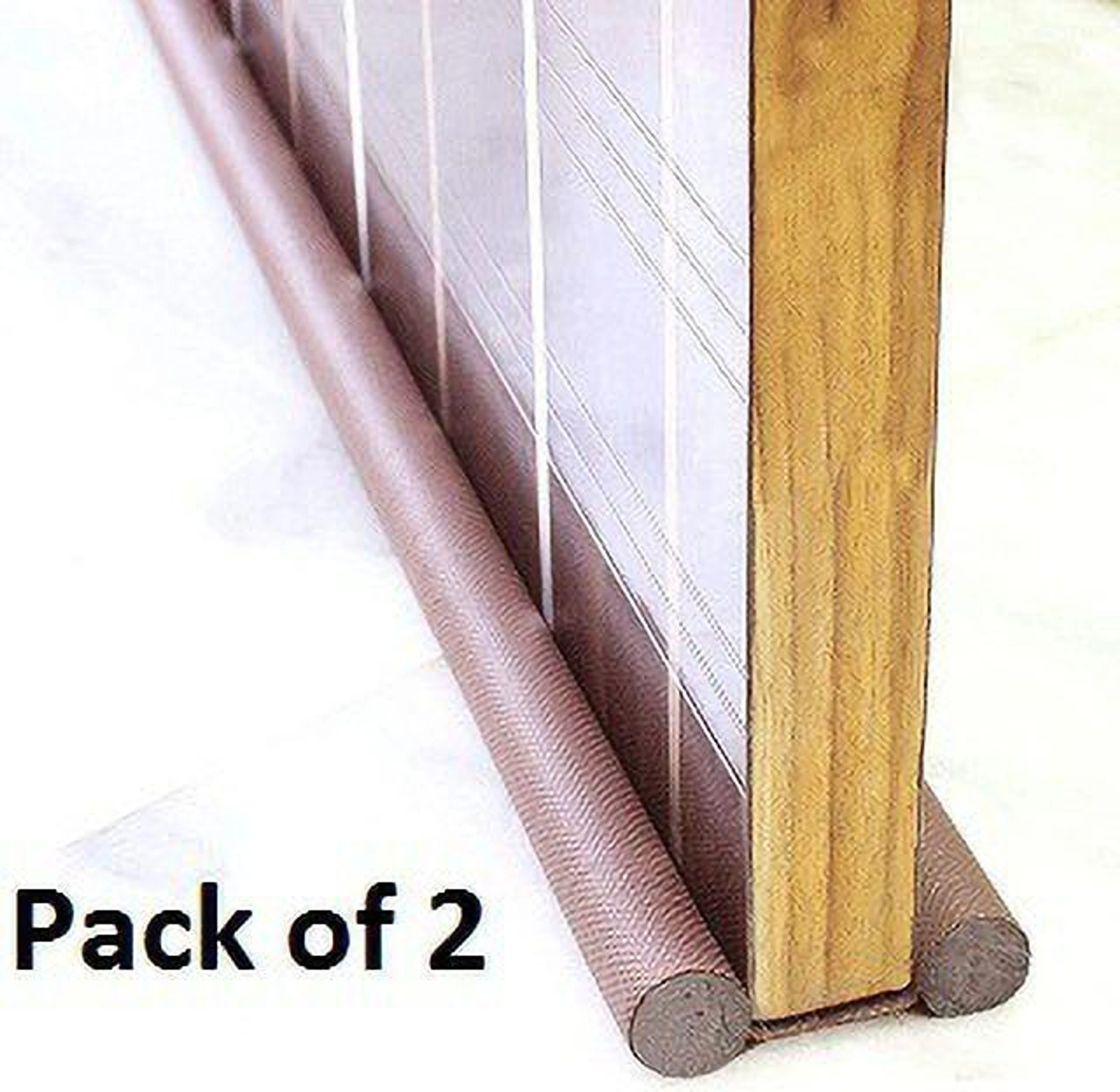 Door guard gap filler for door bottom seal-sound proof,door strip guard pack of2 Draft Guard for Door Bottom to Prevent Noise, Dust & Insects Floor Mounted Door Stopper (Brown)
