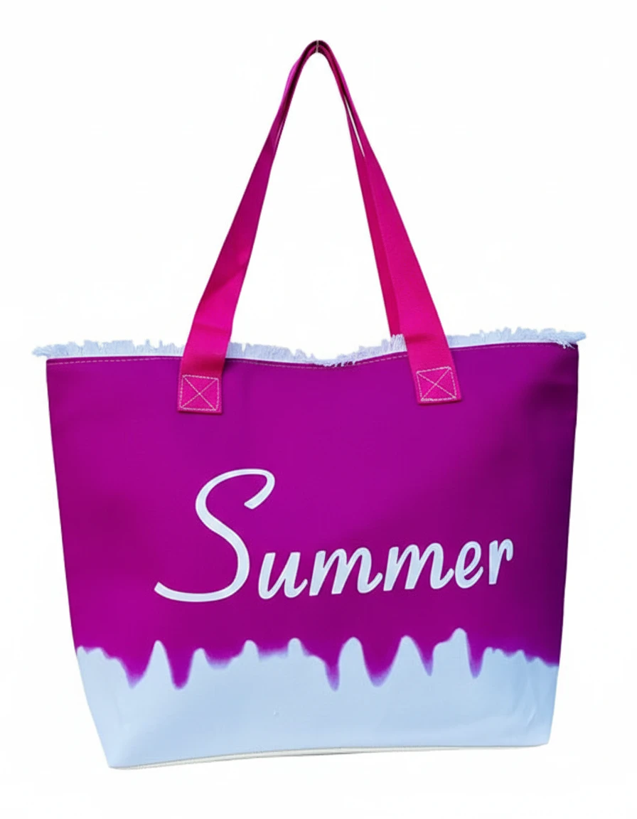 Aditya Creations Summer Tote Bag, Beach Bag with Summer Text, Canvas Shoulder Bag, Summer Vibes Gift Color Purple