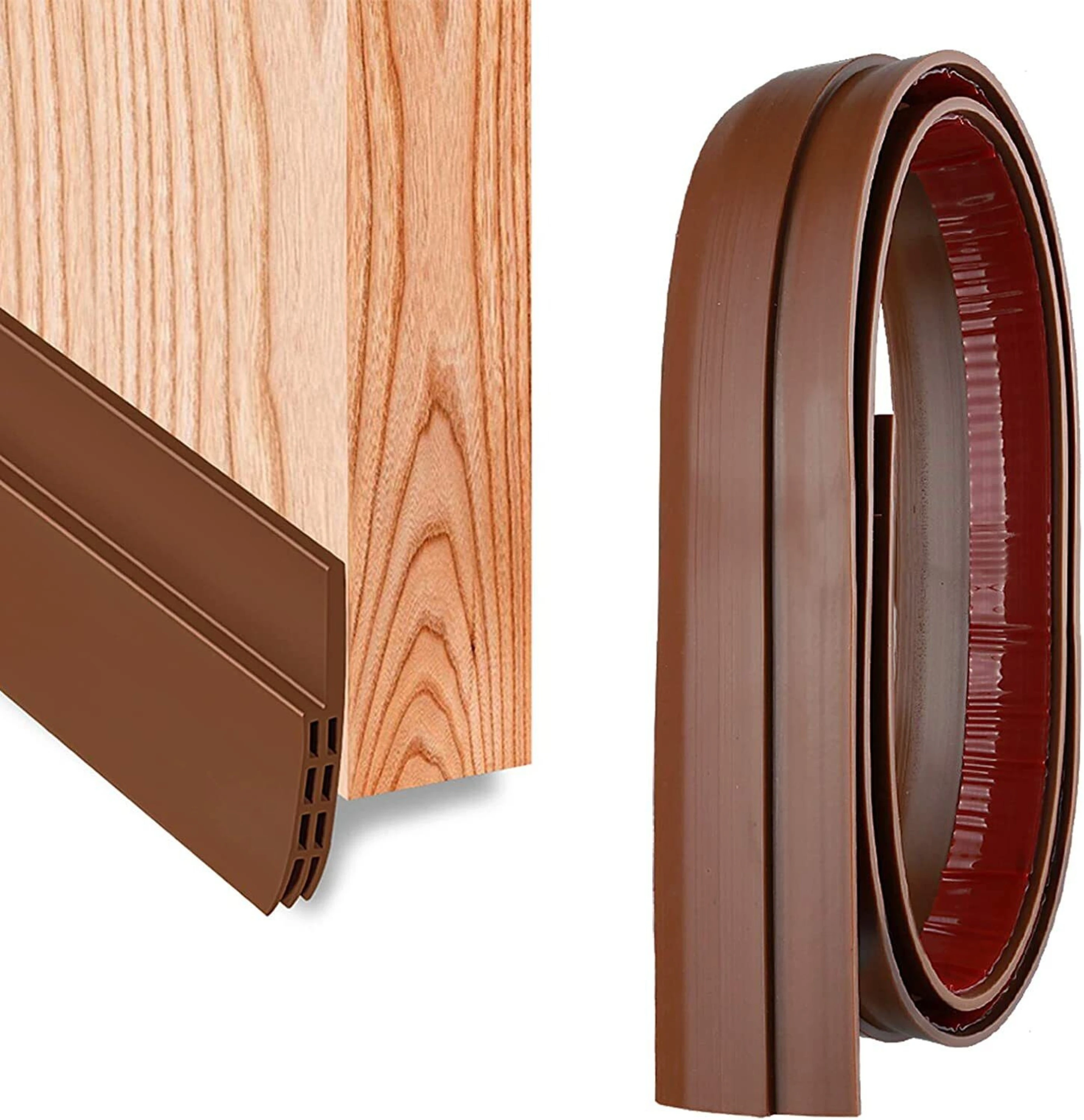 Door Bottom Seal Strip |Self Adhesive Door Seal Bottom | Waterproof & Soundproof Weather Stripping Door Seal Strip for Air Gap Cockroach Insect Bug Draft Stopper Door Mounted Door Stopper (Brown)
