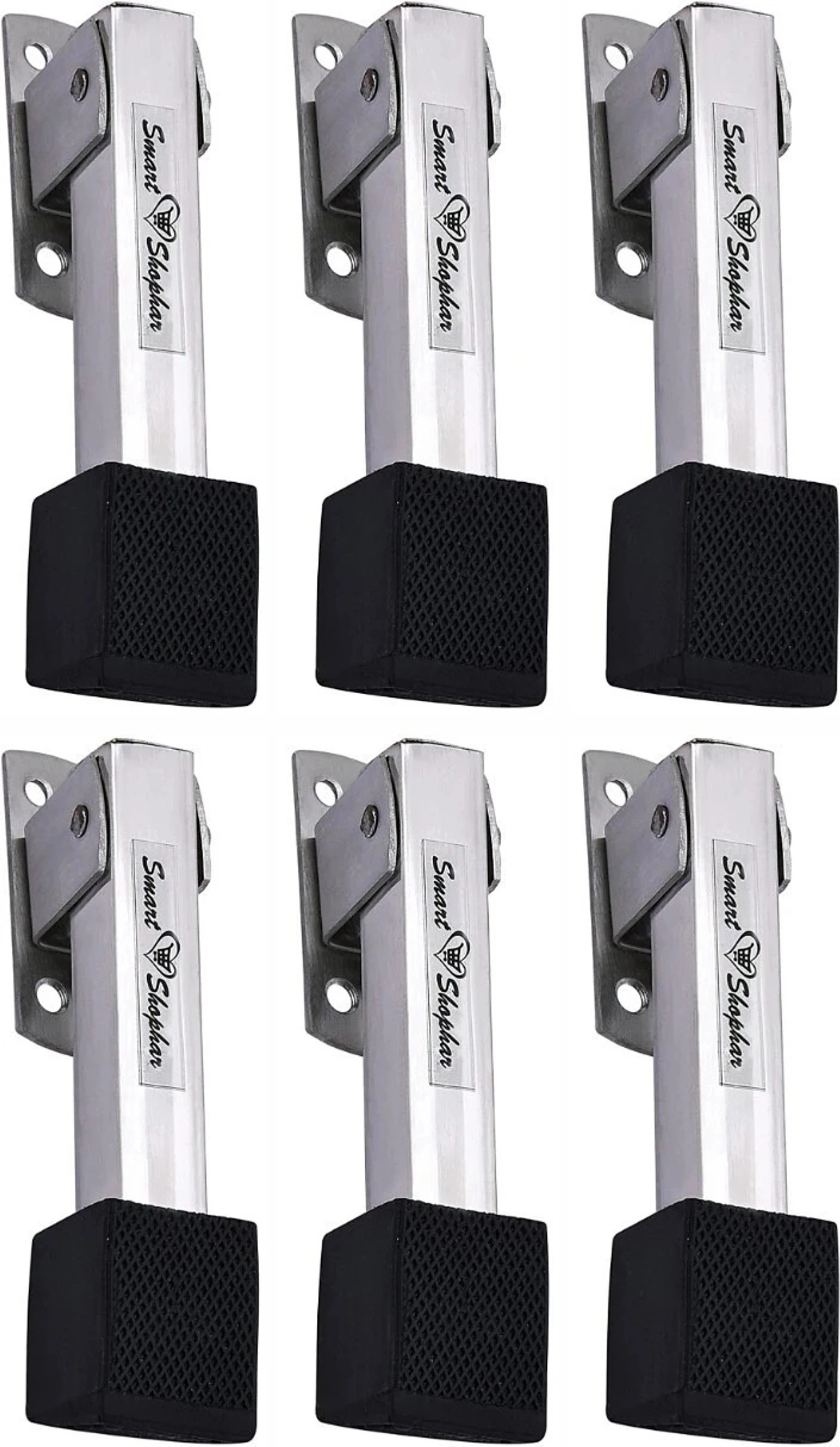 SHA40ST-AKOM-SL05-P6 Stainless Steel Akom Door Stopper 5 inches Pack of 6 Door Mounted Door Stopper (Silver)