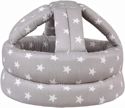Baby Head Protector Helmet for Crawling Walking, Inflatable Safety Headguard with Soft Cushion, Bunny Pattern | (Grey) |