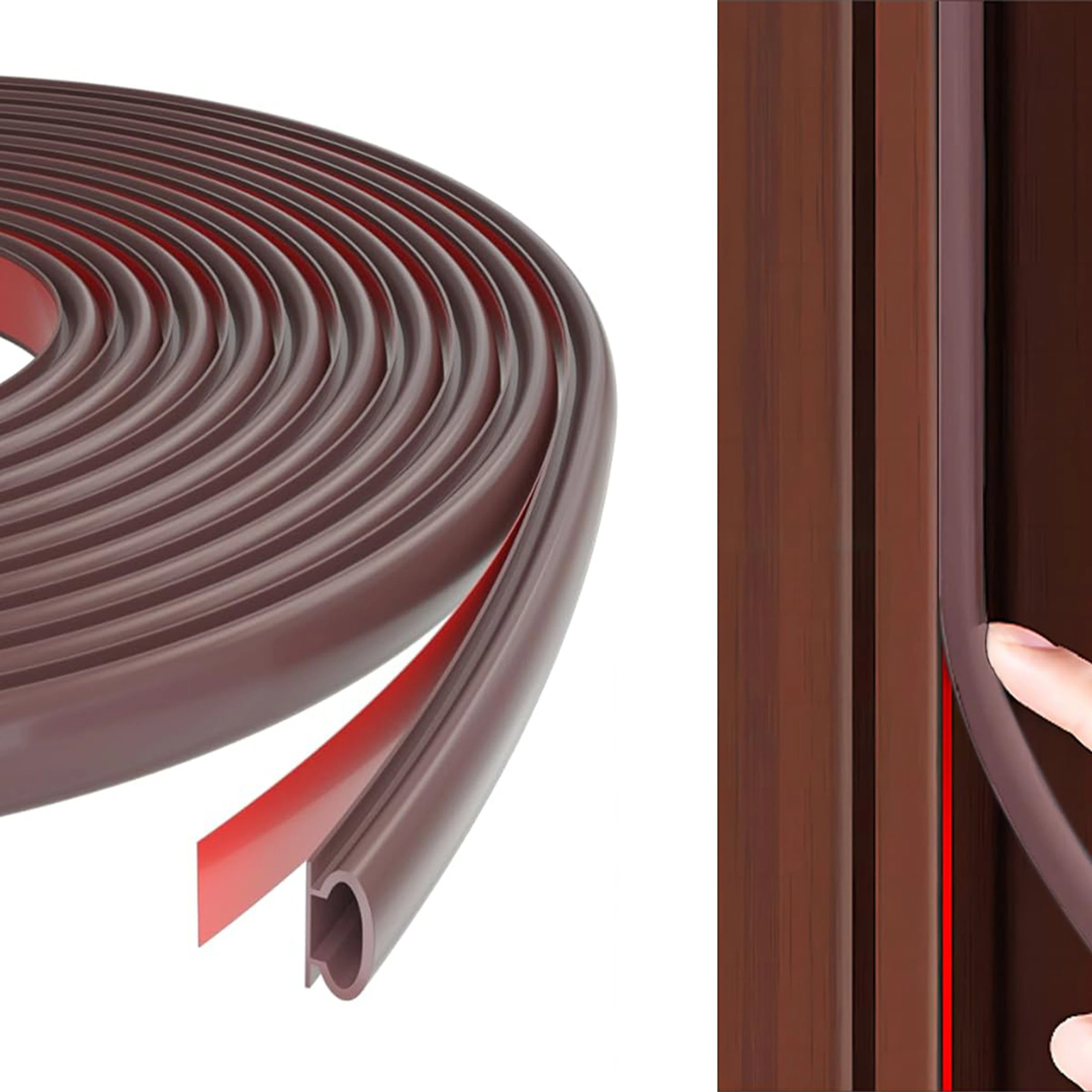 Door Seal Strip Soundproof Weather Insulation 19 Feet 19.7 Feet Door Weather Stripping Self Adhesive Rubber Seal Insulation Strip Wall Mounted Door Stopper (Brown) 4.2 | 10