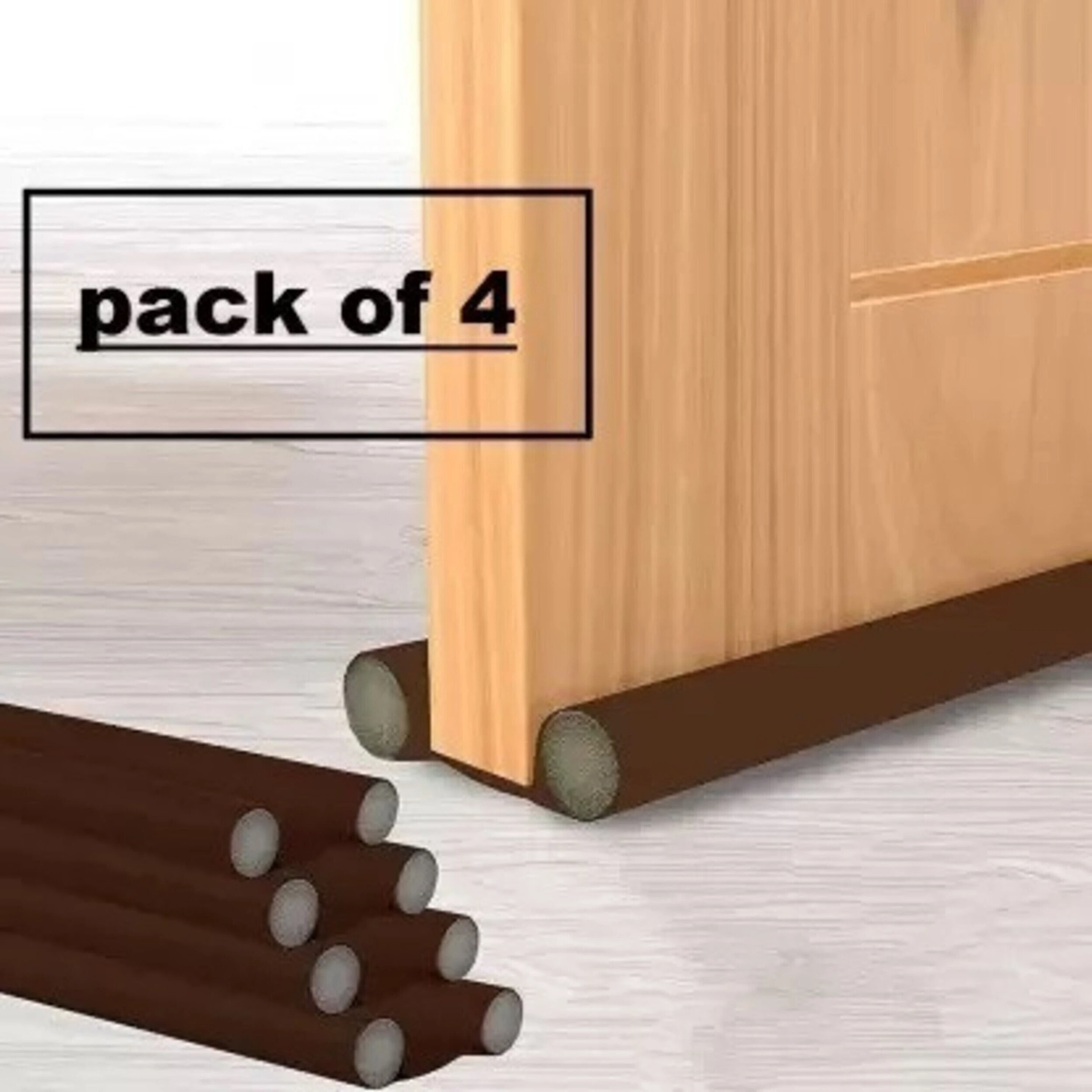 ( Pack of 4 ) PVC Guard (MOQ 4 = 4 PCS) Proof gap filler bottom seal strip sound Door Bottom Seal Strip Pack of 4 Door Mounted Door Stopper (Brown)