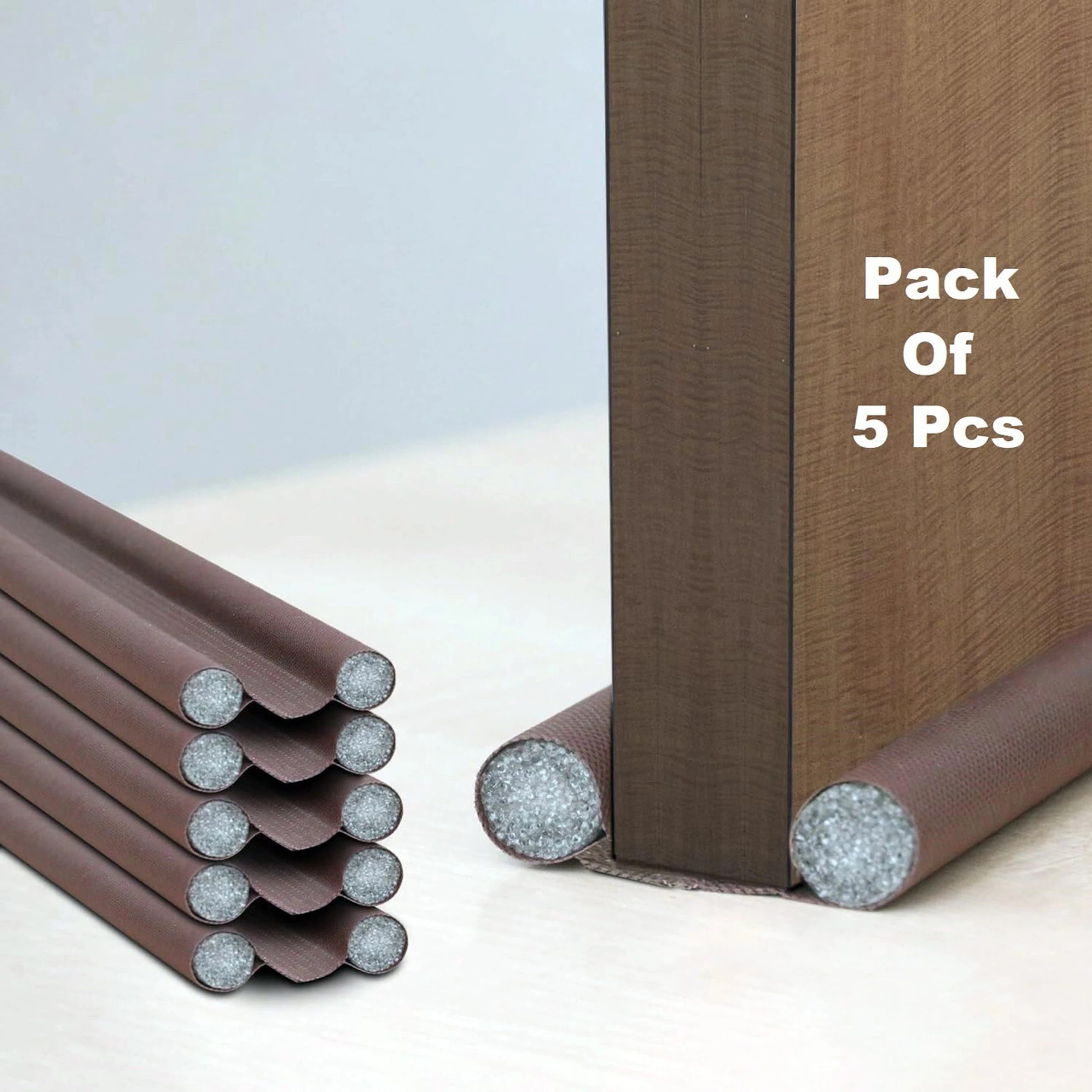 Door Guard Gap Filler Draft & Dust Stopper for HomeShield Door Gap Filler 39 Inch Pack of 5 Door Mounted Door Stopper (Brown)