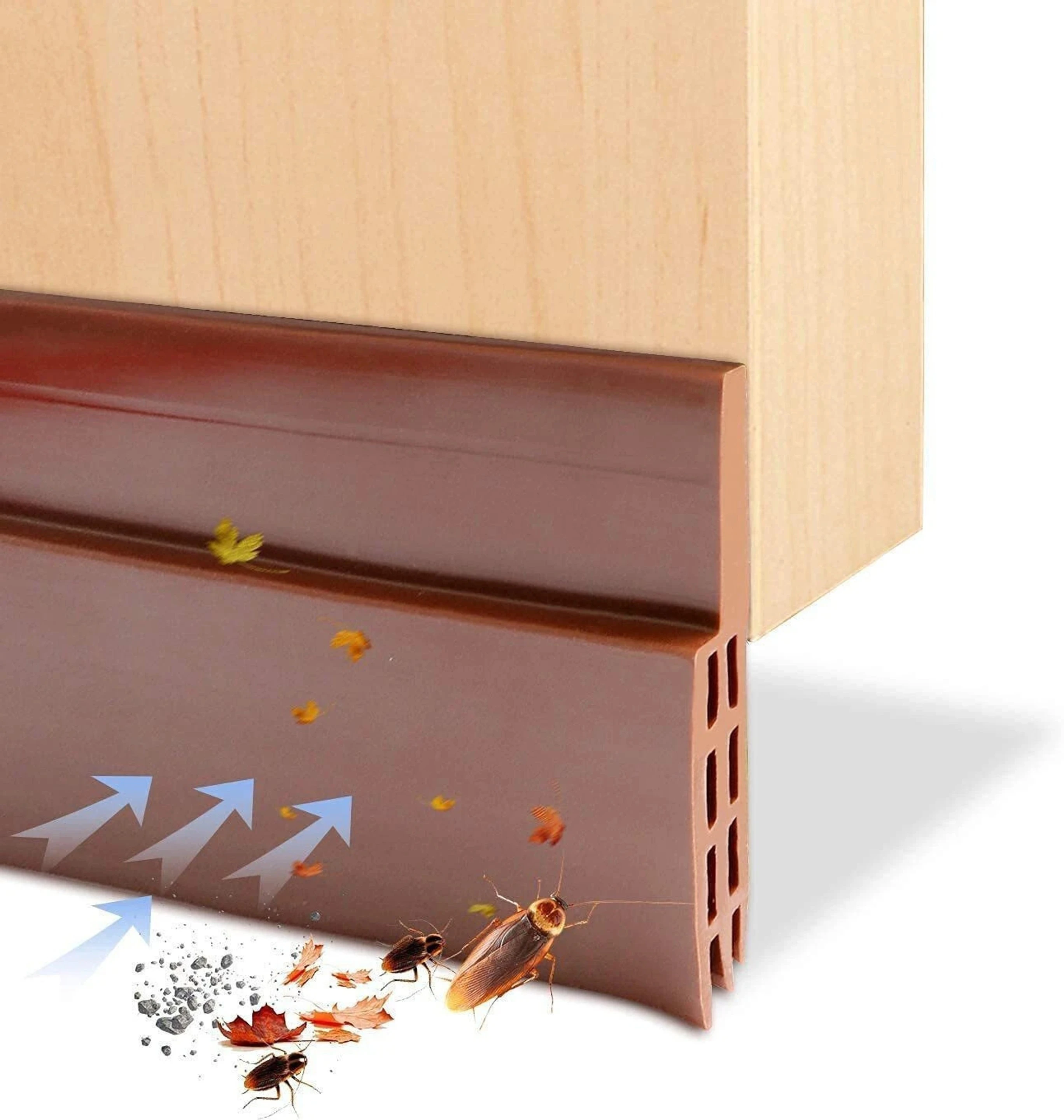 A Door Sealing Strip for Home, Air Gap Silicone Shield Waterproof Weather-Strip Self-Adhesive Window/Door Tape for Seal, Cockroach Insect Bugs Stopper 1 Meter Floor Mounted Door Stopper (Brown)