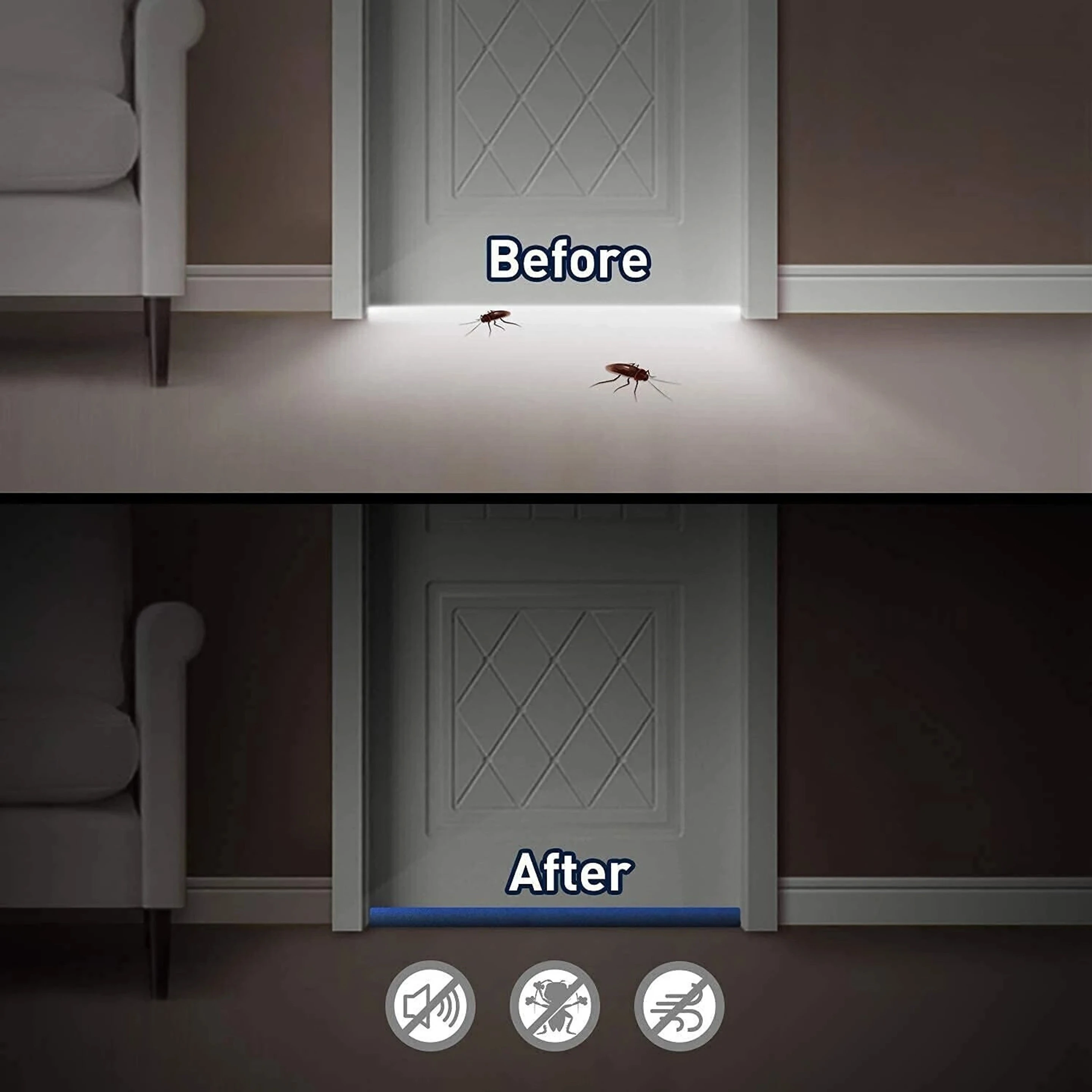 Door Bottom Sealing Strip Guard for Home Twin Under Door Draft Fabric Cover Gap Sealer - Stops Light/Dust/Cool-Hot Air Escape Sound-Proof Reduce Noise Pack of 3 (Size-36 inch) Sealing Strip Guard for Home Twin Under Door Draft Fabric Cover Gap Sealer - St